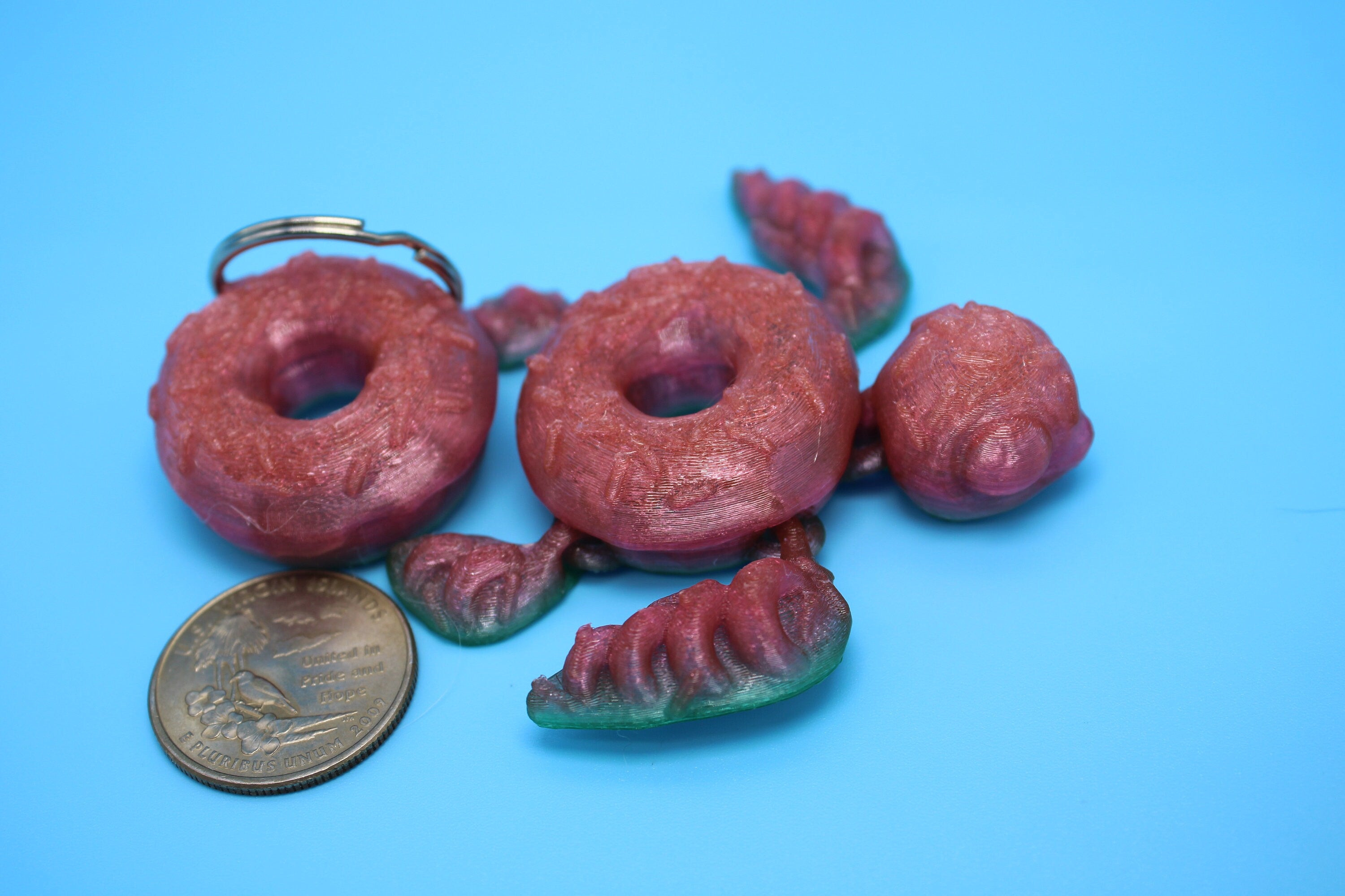 Turtle - Doughnut Turtle | Miniature (Donurtle) | 3D Printed TPU | Flexi Fidget Turtle | Desk Fidget Toy.