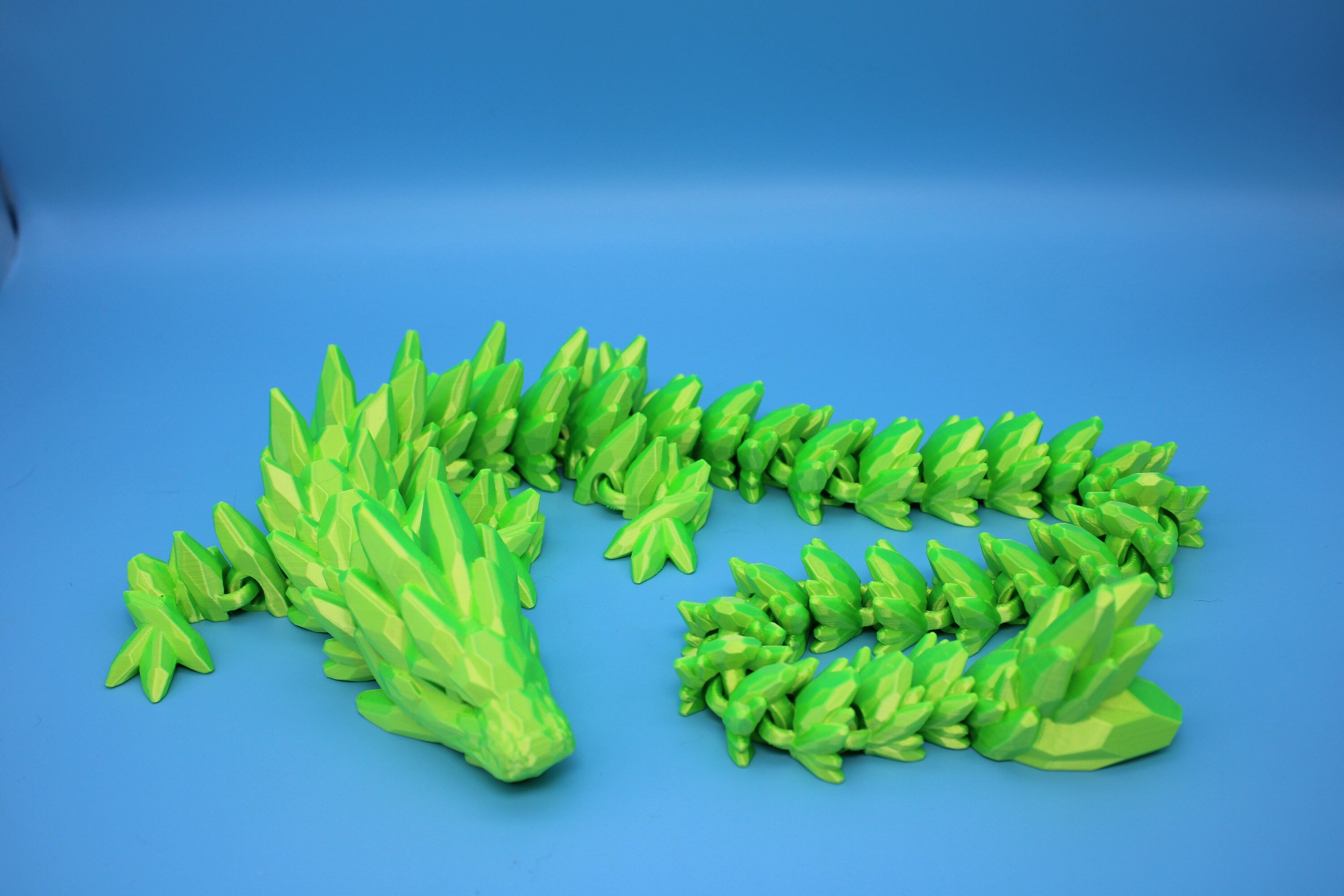 Gem Dragon | Green | 3D Printed Dragon | Flexi Toy | Fidget Toy | 26 inches!