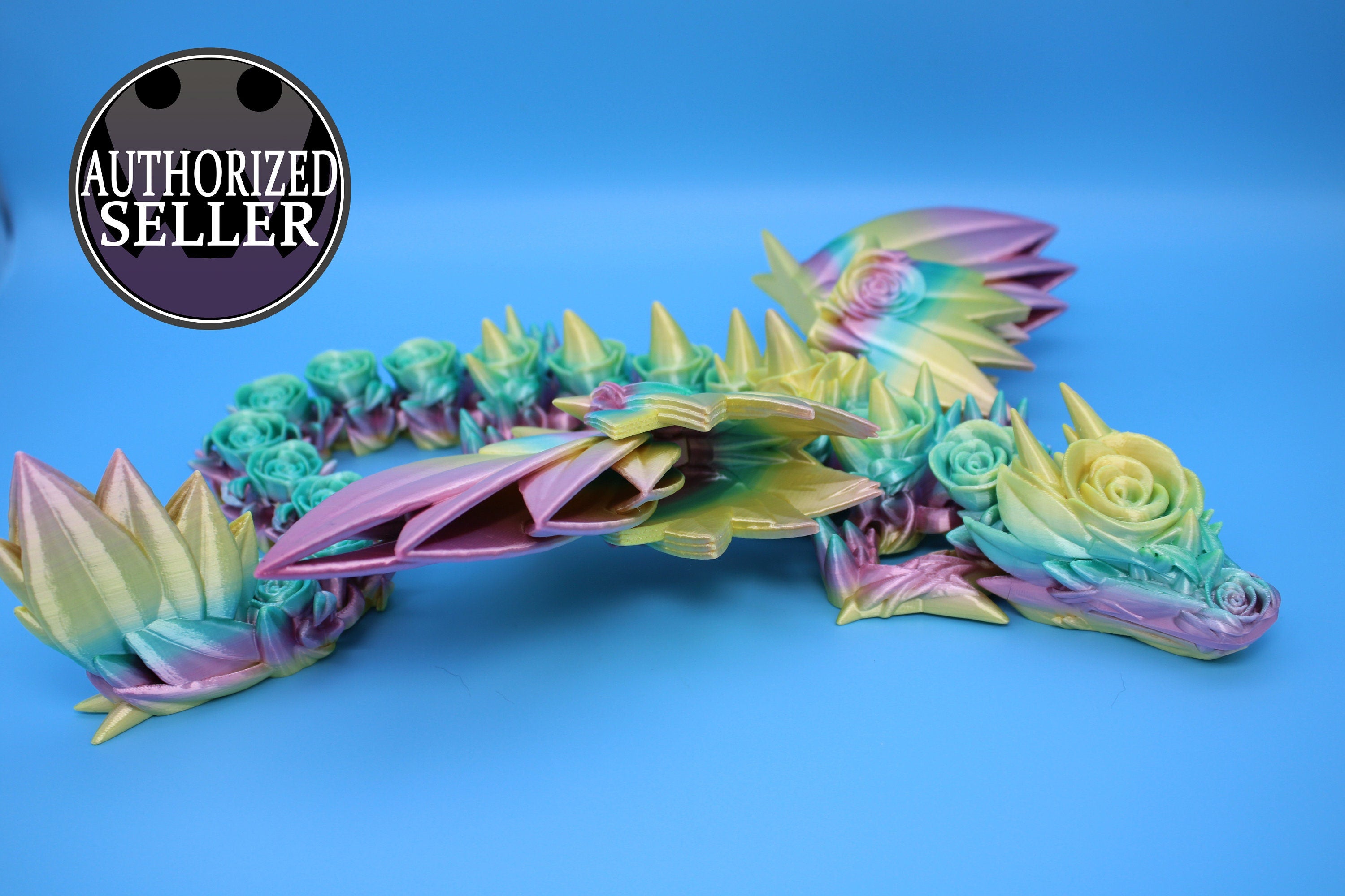 Rose Wing Dragon- Rainbow | Flawed | Articulating Dragon | 3D Printed Fidget | 19 in.