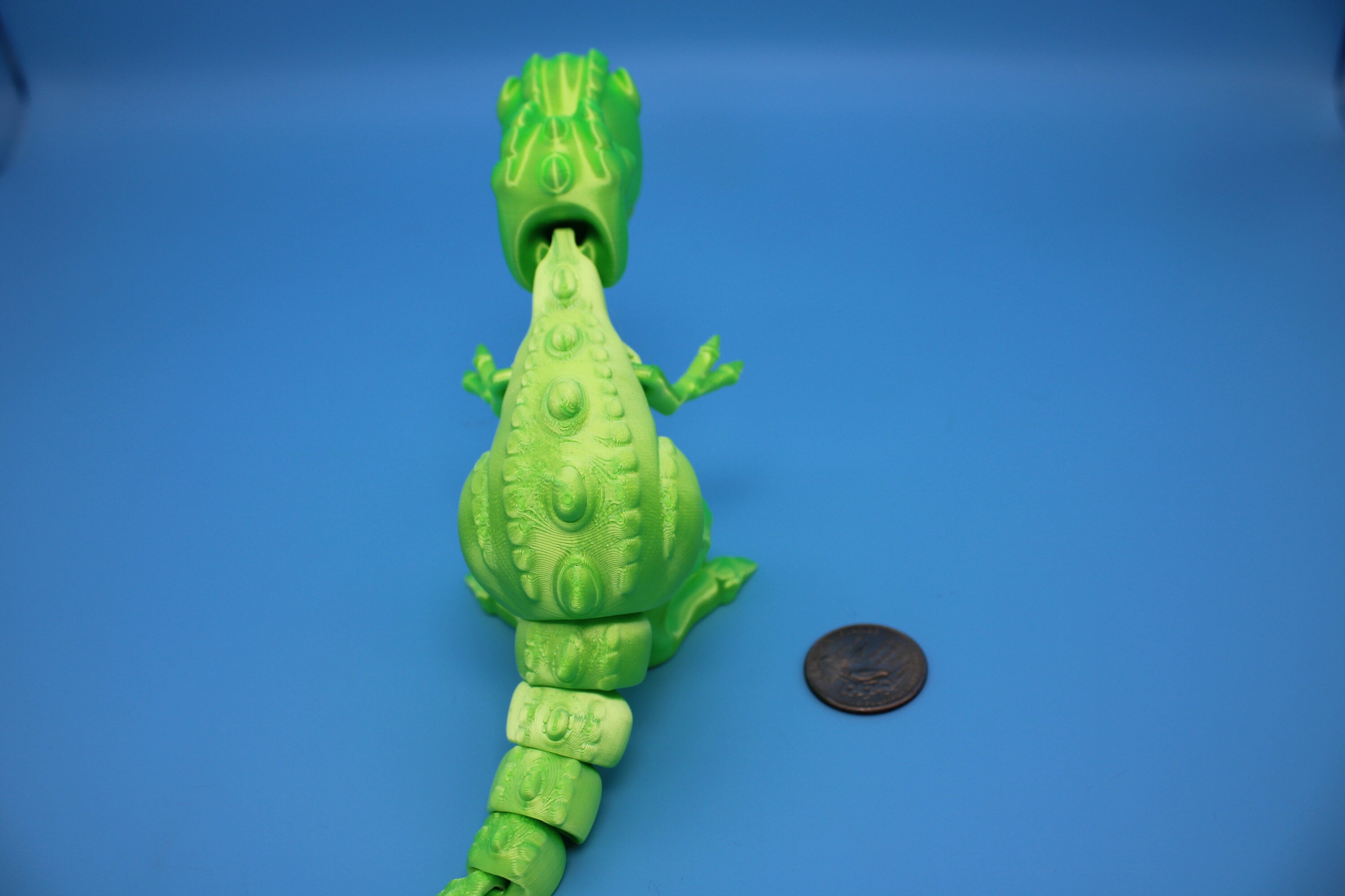 Flexi T-Rex -Green | Articulating | 3D Printed | Tyrannosaurus | Super Cute Dinosaur.