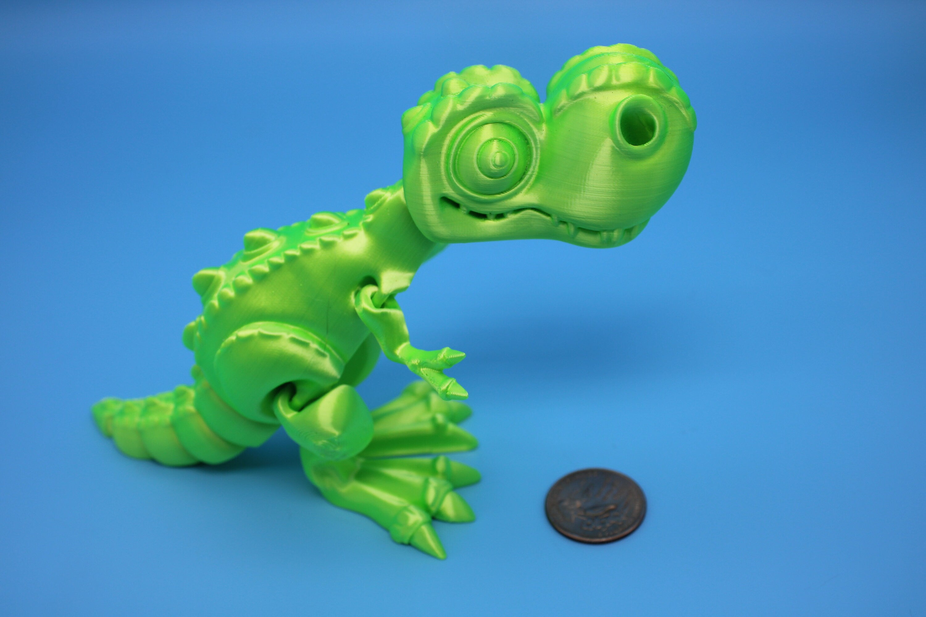 Flexi T-Rex -Green | Articulating | 3D Printed | Tyrannosaurus | Super Cute Dinosaur.