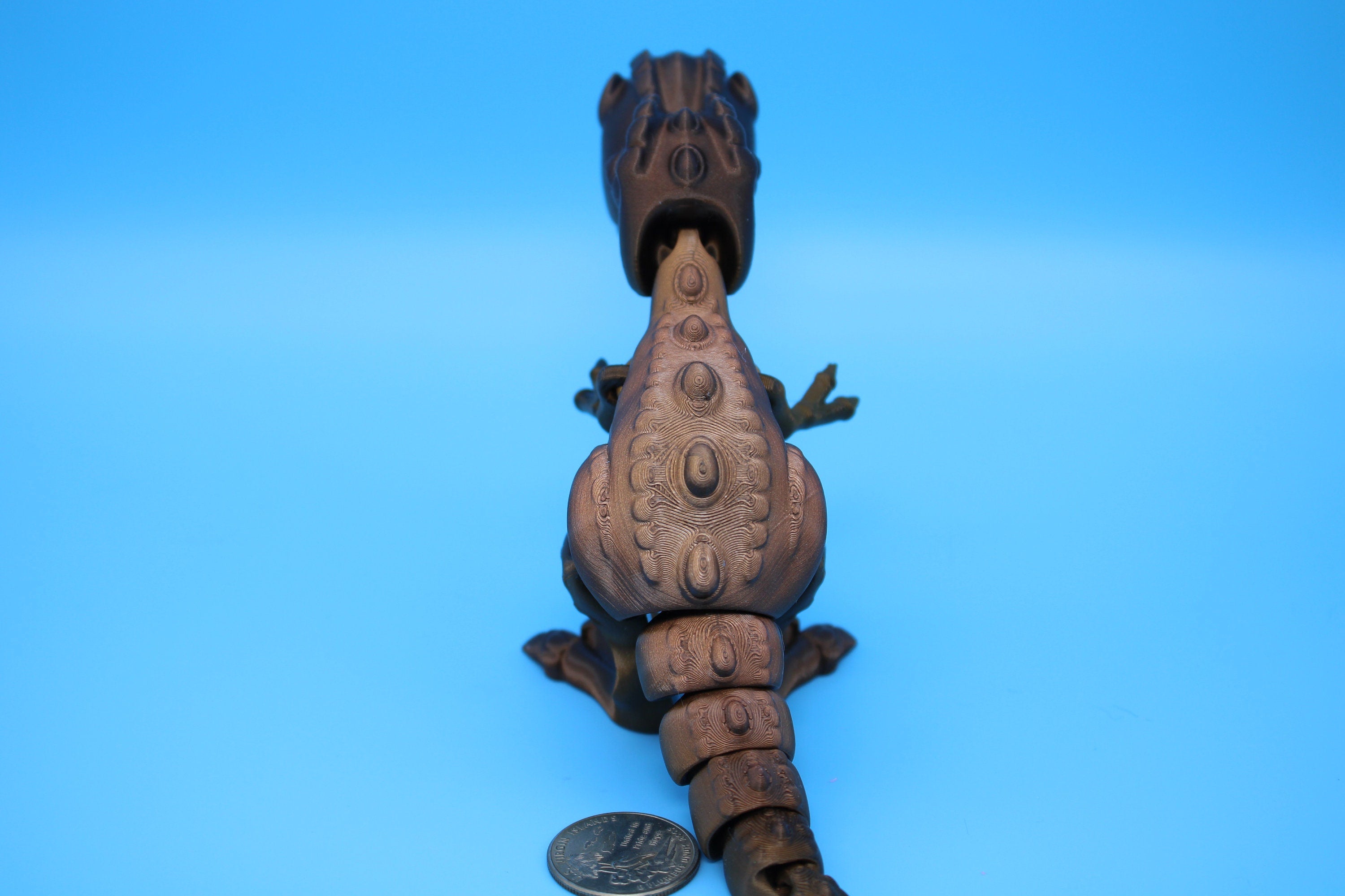 Flexi T-Rex -Brown | Articulating | 3D Printed | Tyrannosaurus | Super Cute Dinosaur.