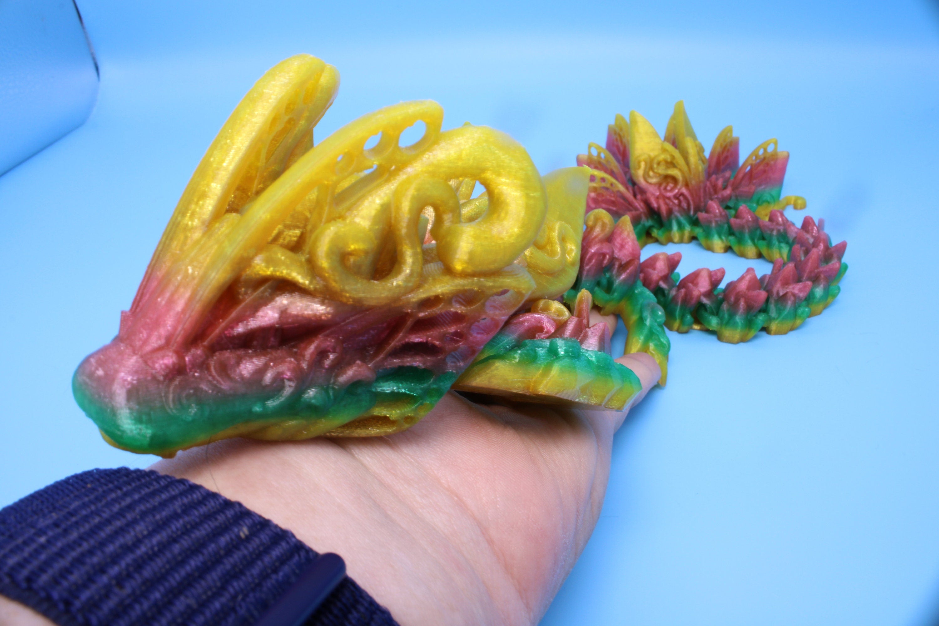 Butterfly Dragon - Rainbow | Butterfly Dragon | 3D printed - TPU | Articulating Dragon | Fidget Toy | Flexi Toy | 20 in