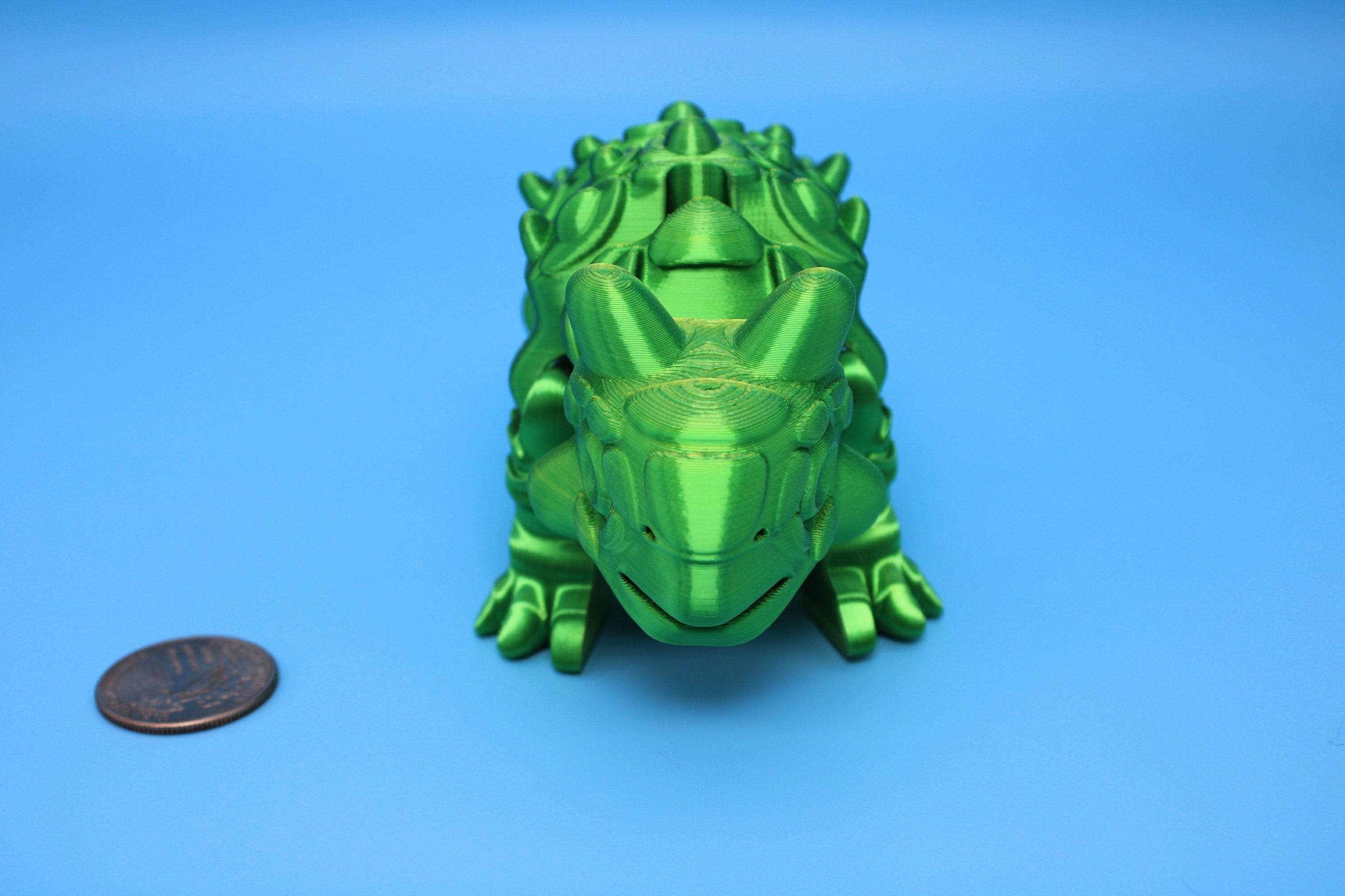 Dinosaur | Ankylosaurus- Green | 3D Printed Cute Dino | 7.25 inches | Fidget Toy | Articulating Dinosaur