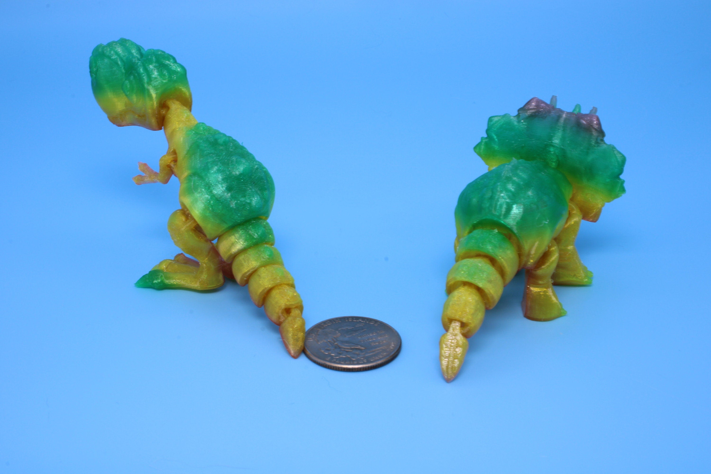 Miniature T-Rex / Triceratops | Set of 2 | Articulating | 3D Printed TPU | Super Cute Dinosaur.