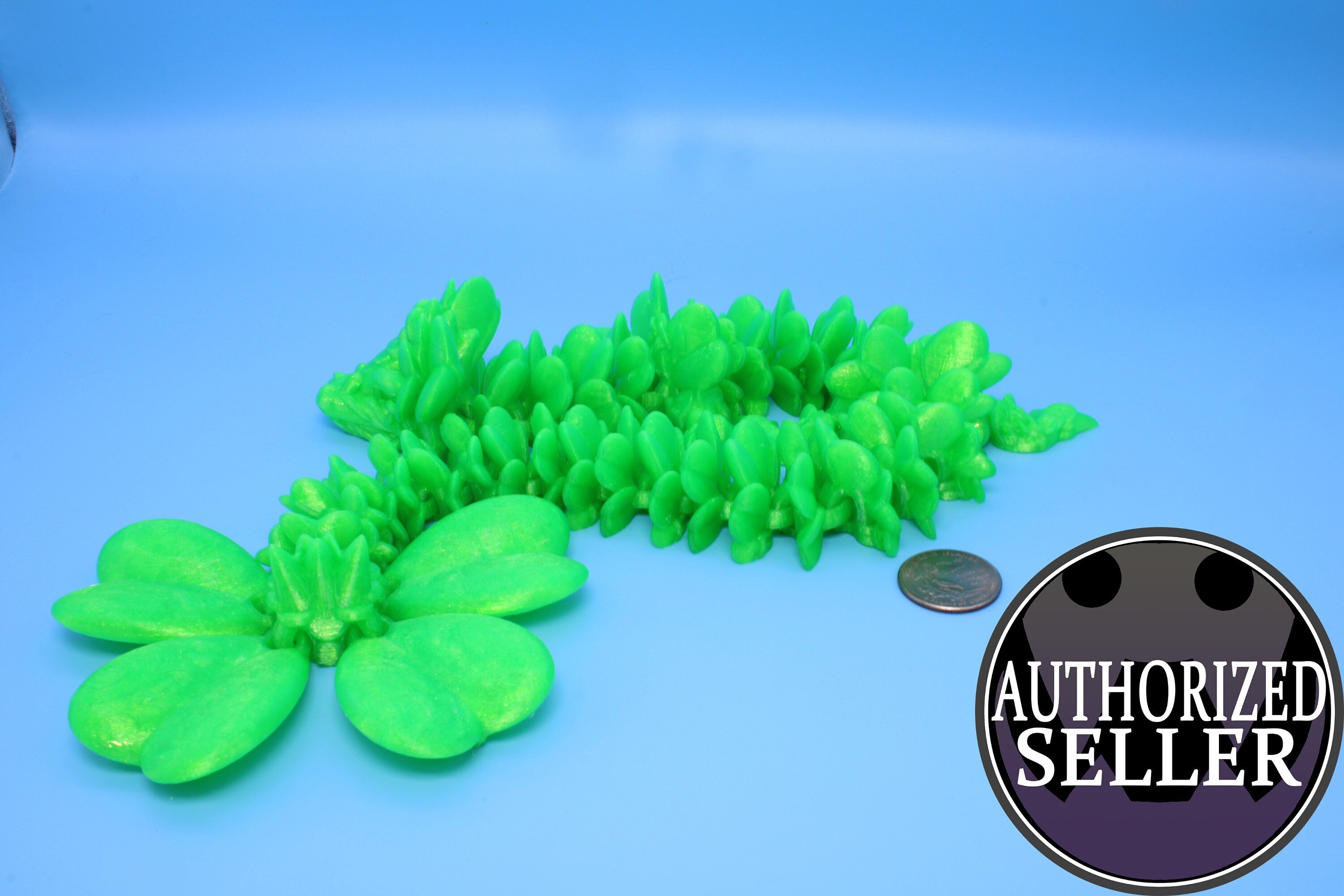 Clover Dragon- Rainbow | 3D printed Articulating Dragon Fidget Toy | Flexi | 18 in. Lucky Dragon | Four Leaf Clover Dragon.