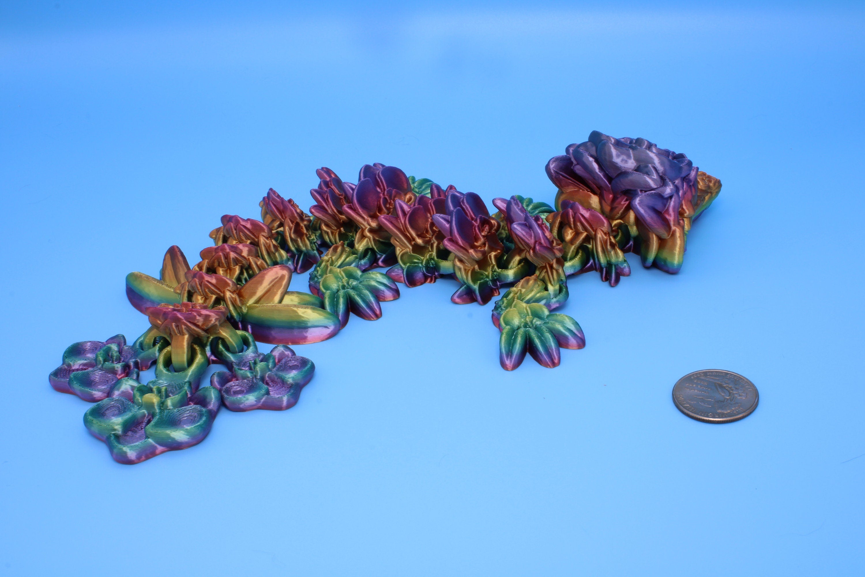 Baby Orchid Dragon- Rainbow | 3D Printed | Flexi Toy | 12.5 in.