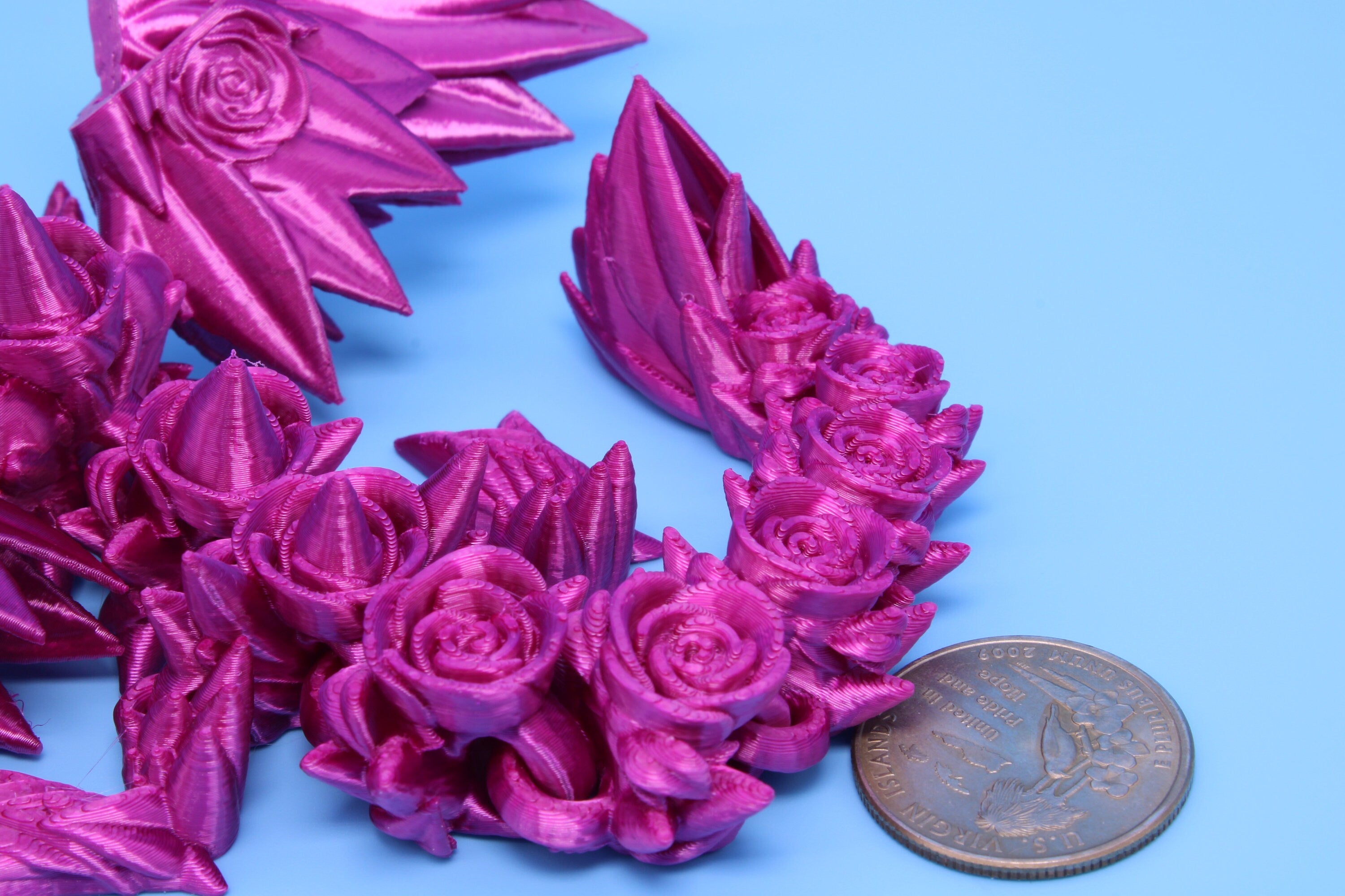 Baby Rose Wing Dragon | Pink | 3D Printed | Fidget | Flexi Toy 8.5 in. | Stress Relief Gift