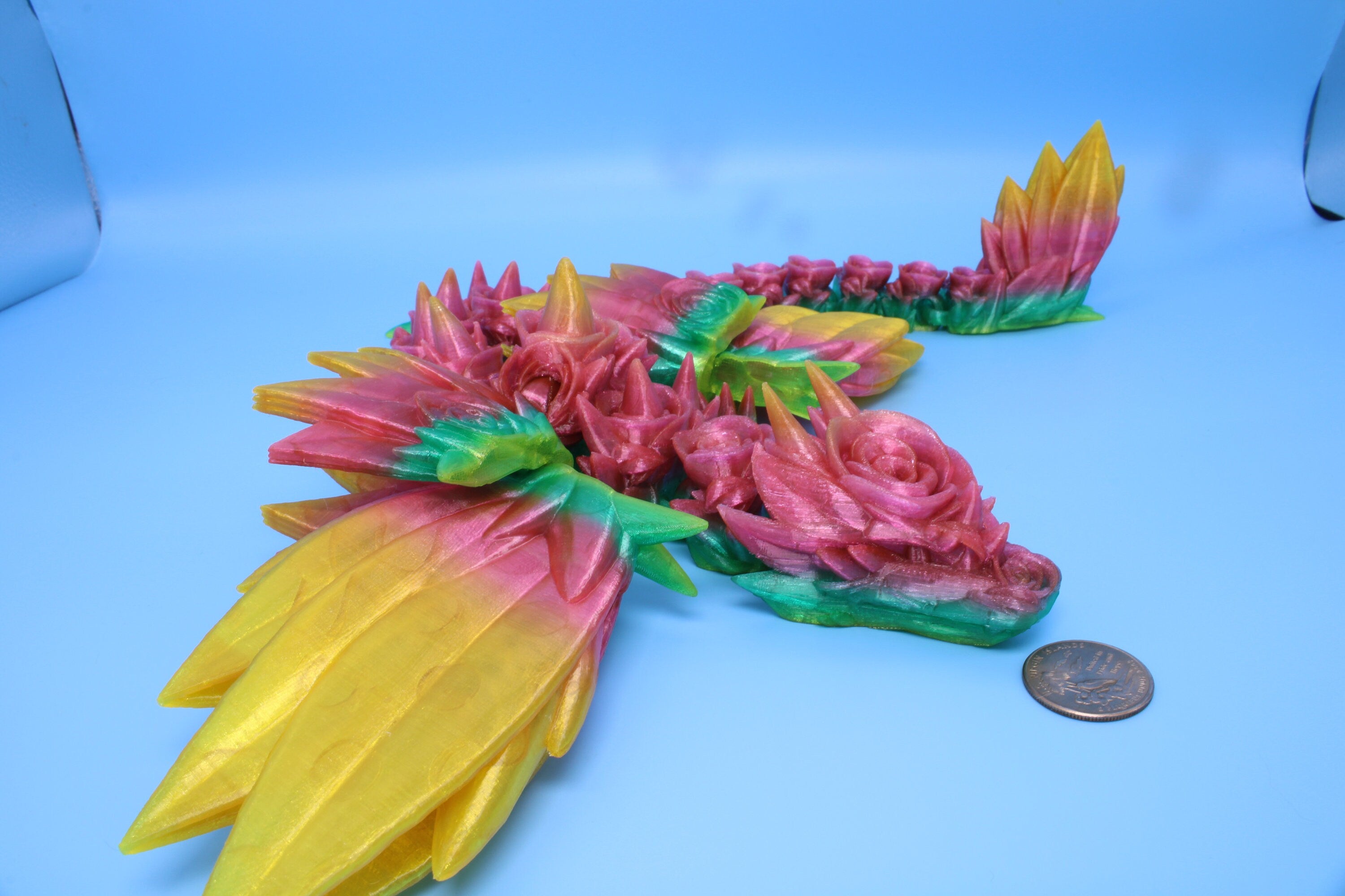 Rose Dragon, 3D Printed Fidget, Flexi Toy, Adult Fidget Toy
