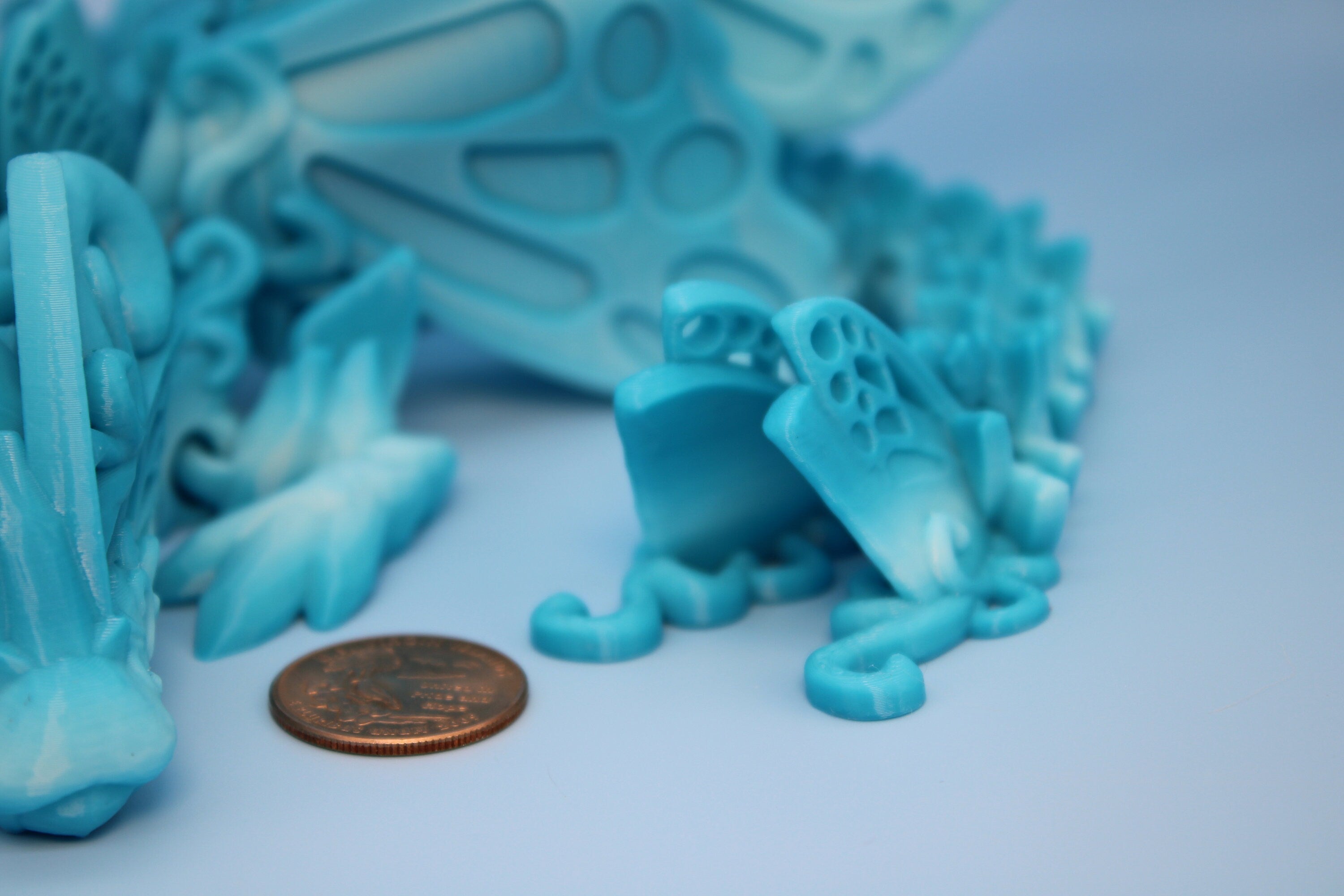 Butterfly Wing Dragon- Blue | 3D Printed Articulating Dragon 18 in.