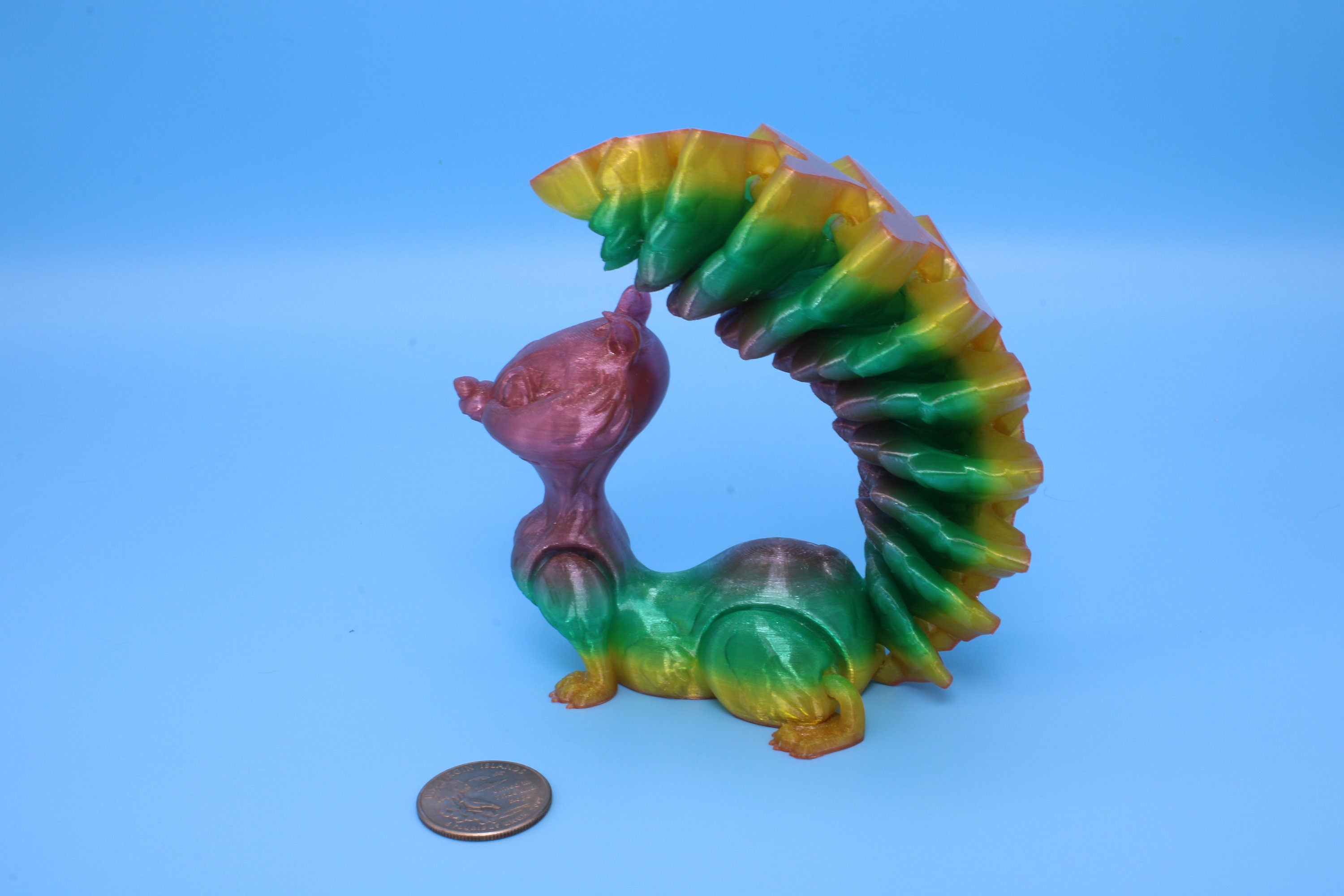 Squirrel- Rainbow | 3D Printed TPU | Cute Flexi Animal | Desk Toy.