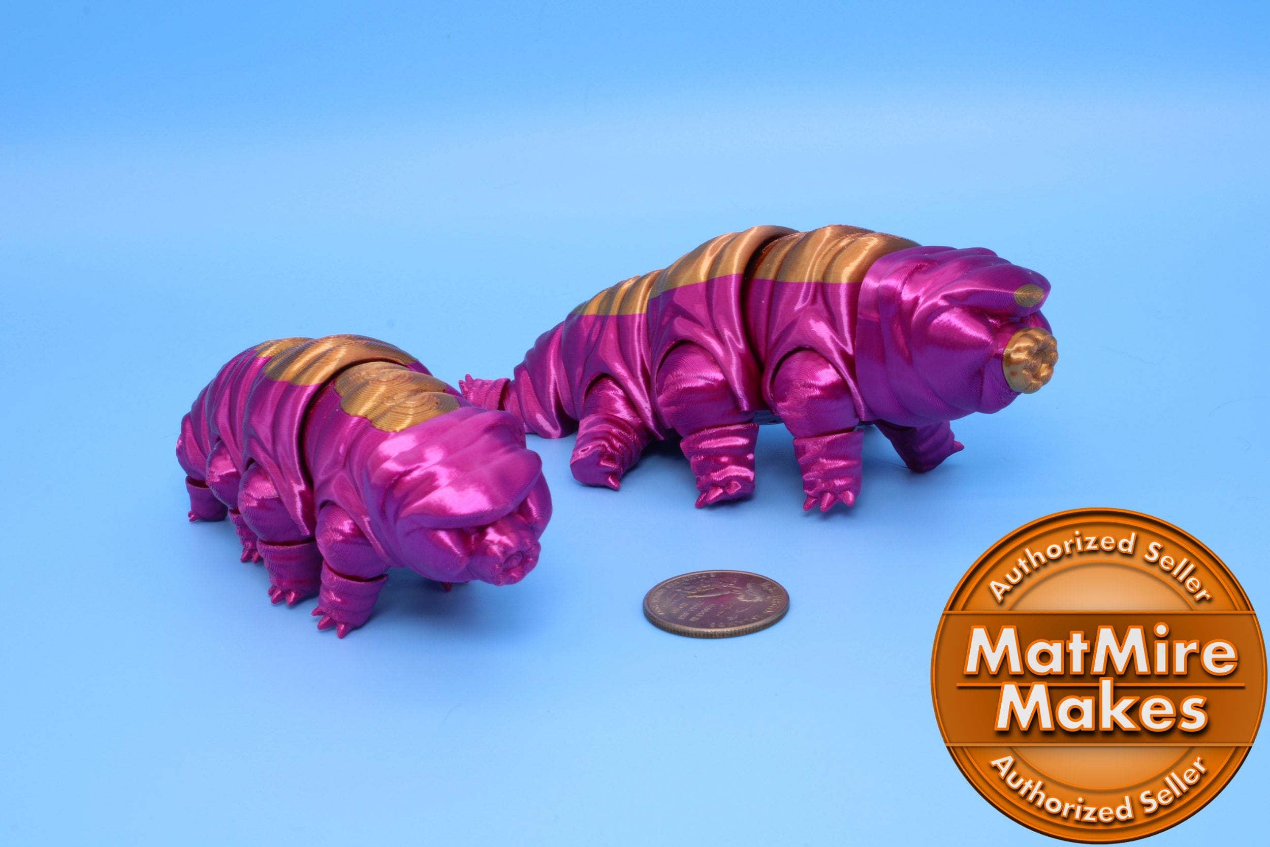Tardigrade - Pink & Gold | Flexi Toy | Articulating Fidget Toy