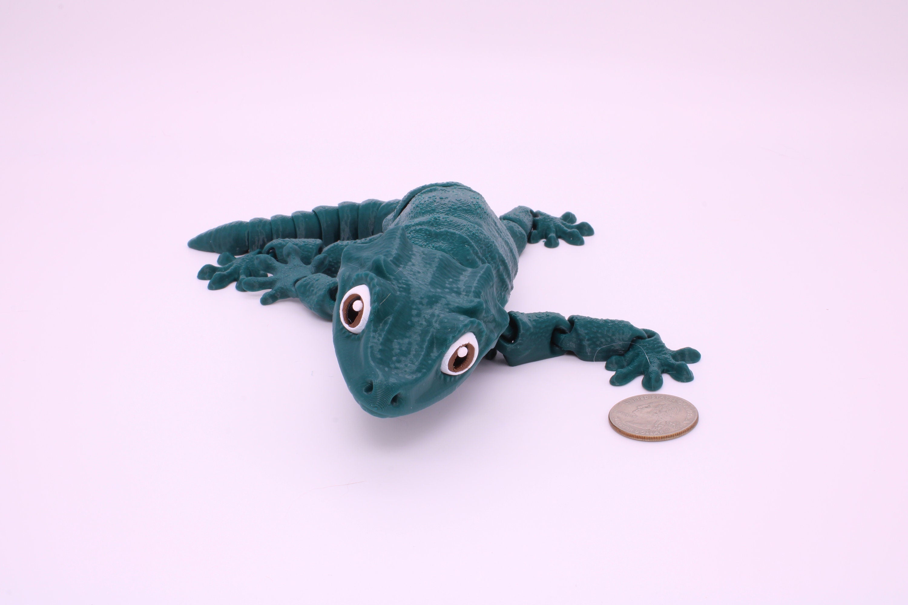 Gargoyle Gecko - Green with colored eyes | Flexi Toy | Articulating Fidget Toy | Made to Order