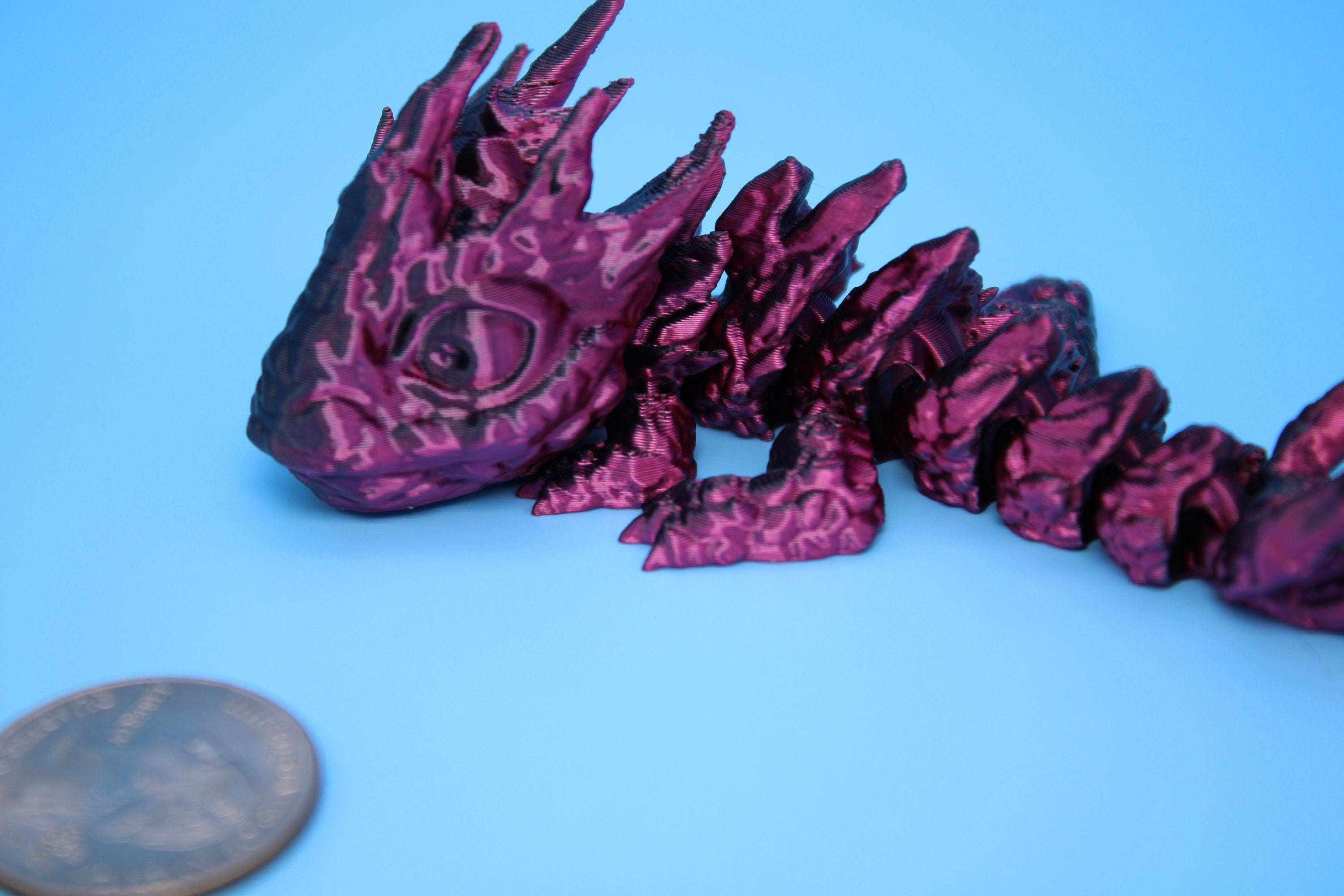 Stone Baby Dragon | 3D Printed | Red And Black Dragon | Great Fidget Toy | Desk Buddy | Sensory Toy