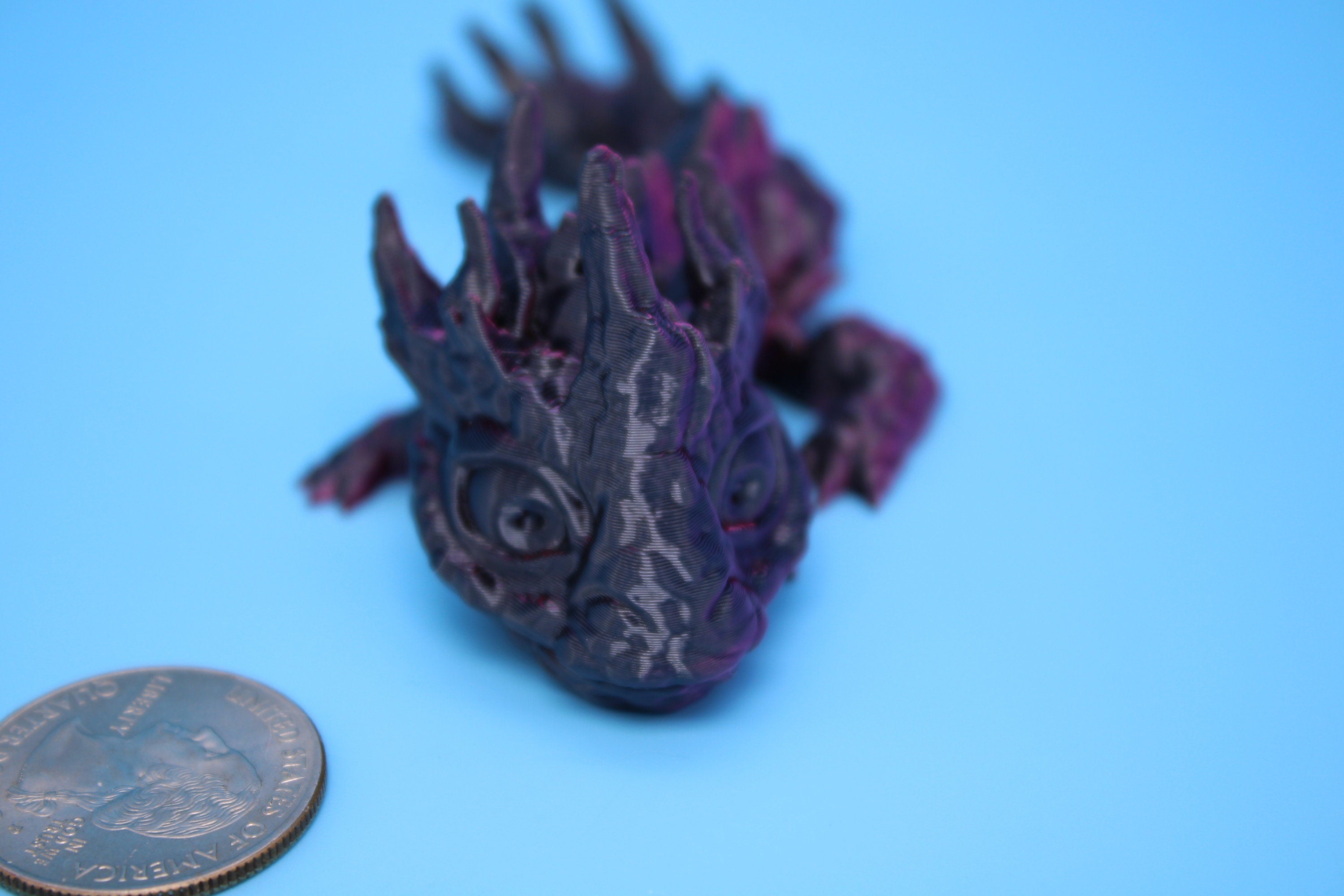 Stone Baby Dragon | 3D Printed | Red And Black Dragon | Great Fidget Toy | Desk Buddy | Sensory Toy