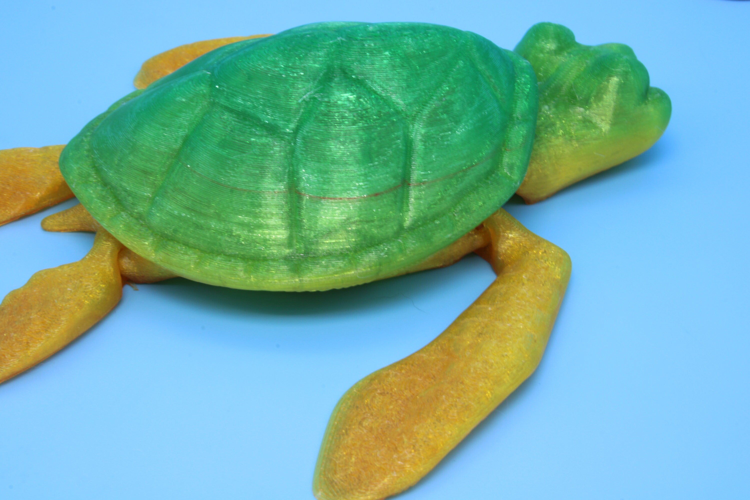 Turtle- Green & Gold | Cute Flexi Toy | Articulating Turtle | 3D printed 4.75 in. | TPU