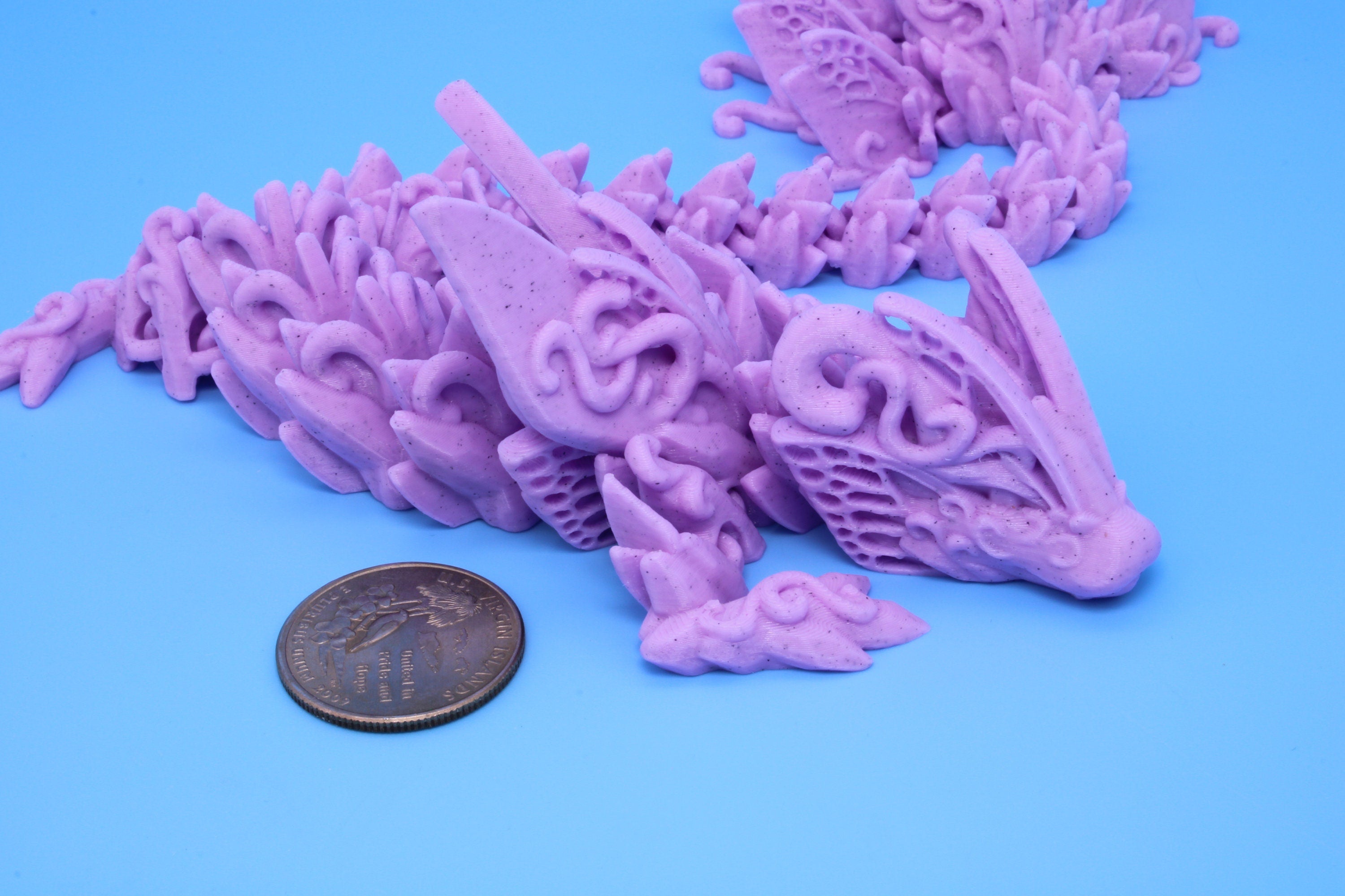 Butterfly Dragon - Pink chip | 3D printed | Articulating Dragon 11.5 in