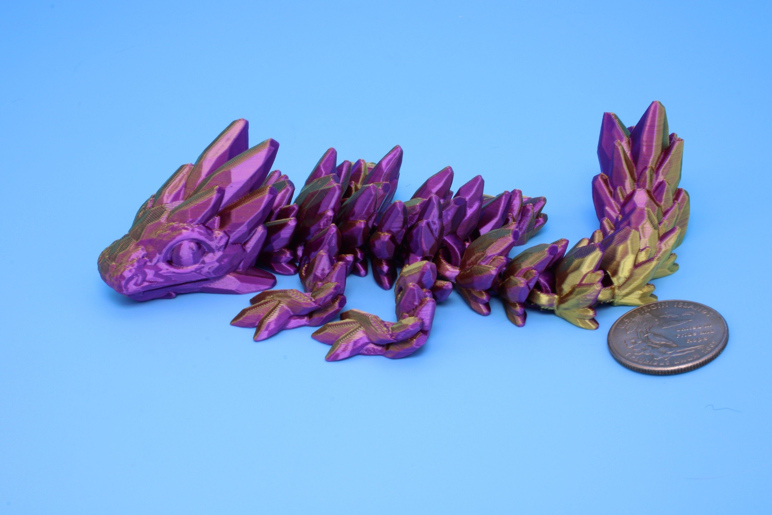 Baby Gem Dragon, 3D Printed, Articulating Dragon 7 in. (Made)