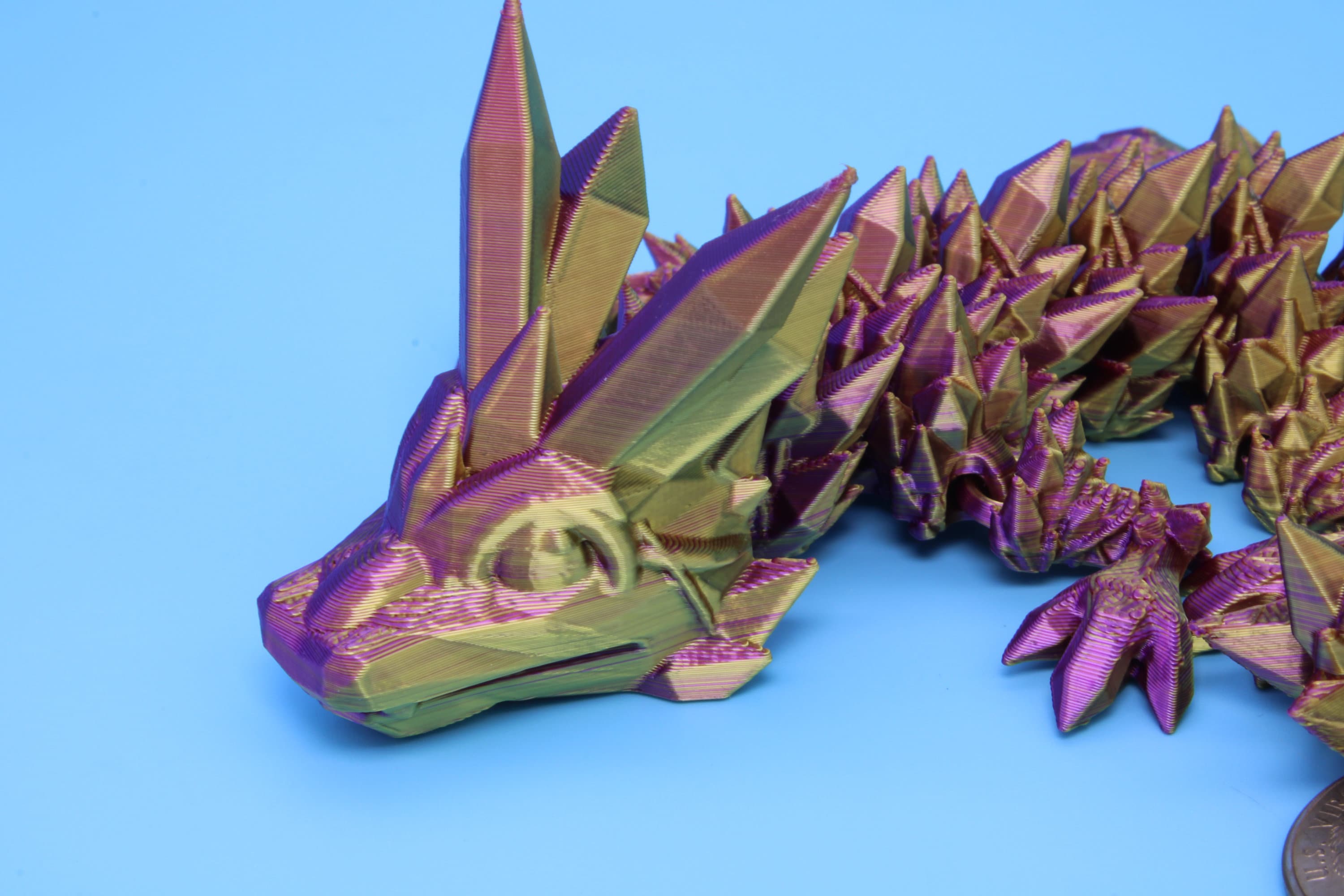 Baby Crystal Dragon- Miniature 3D Printed | 7 in.