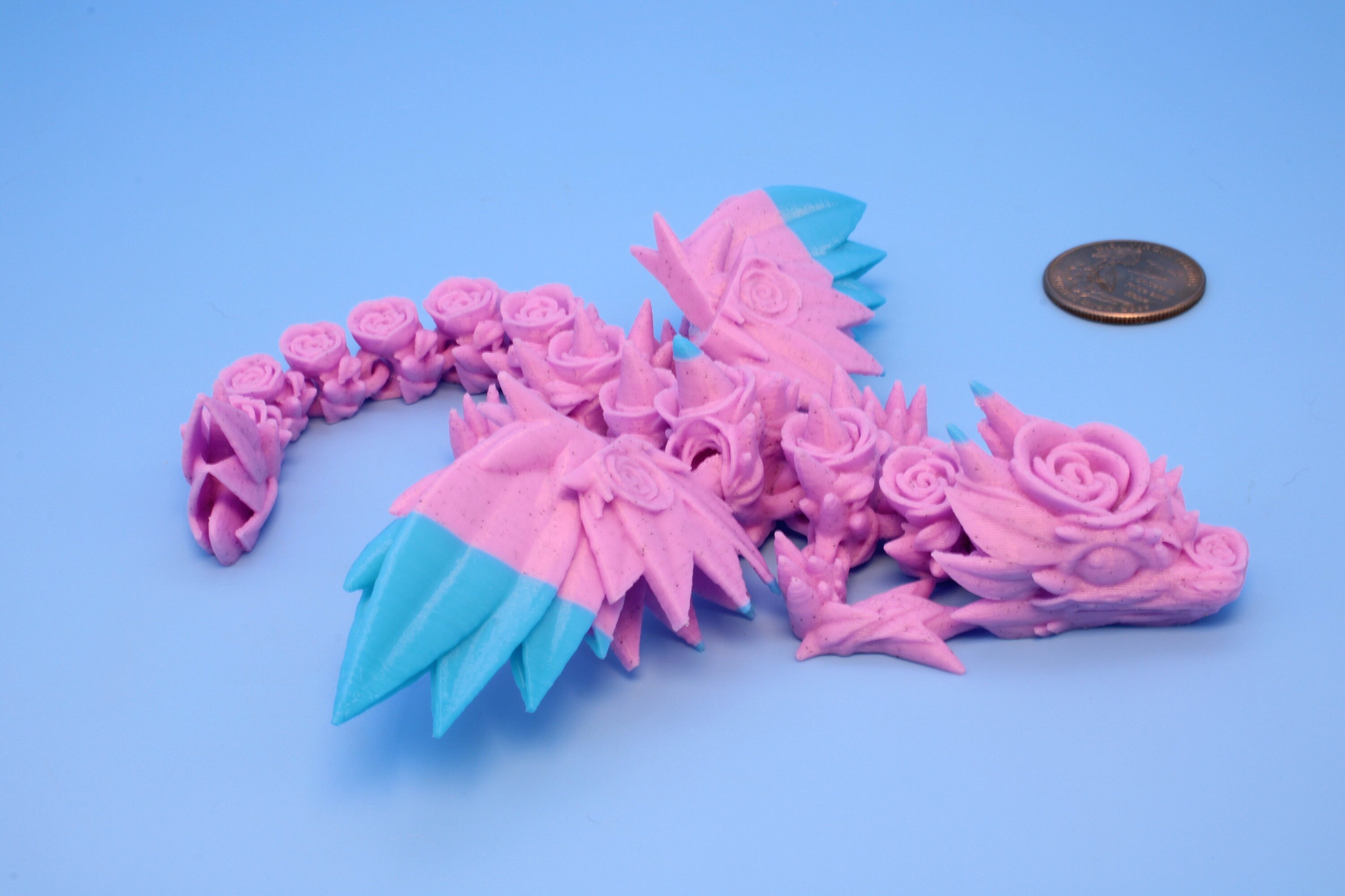 Miniature Baby Rose Wing Dragon, 3D Printed 7 in.