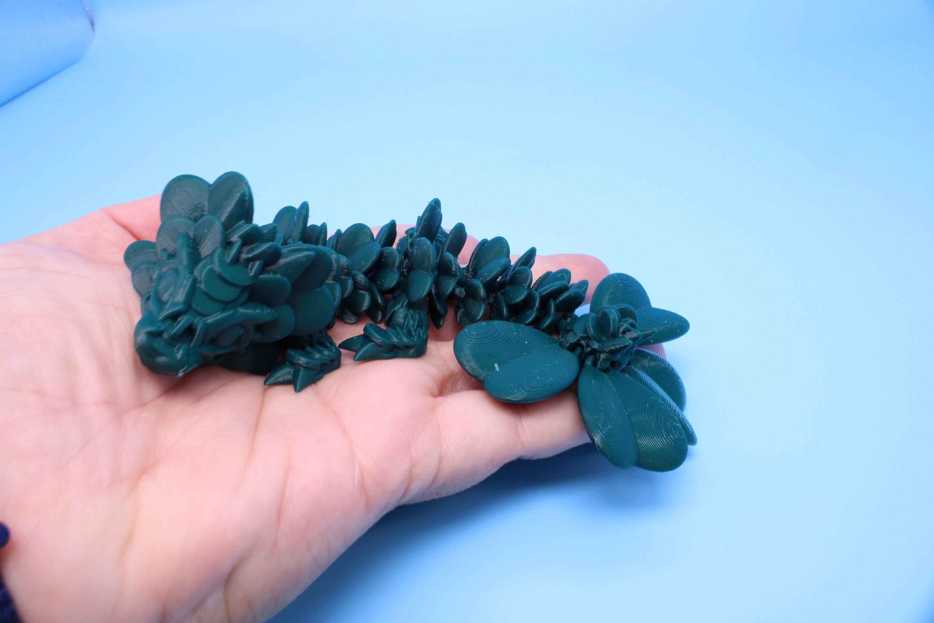 Baby Clover Dragon | 3D printed Articulating Dragon Fidget Toy | Flexi | 6 in Lucky Dragon | 4 Leaf Clover