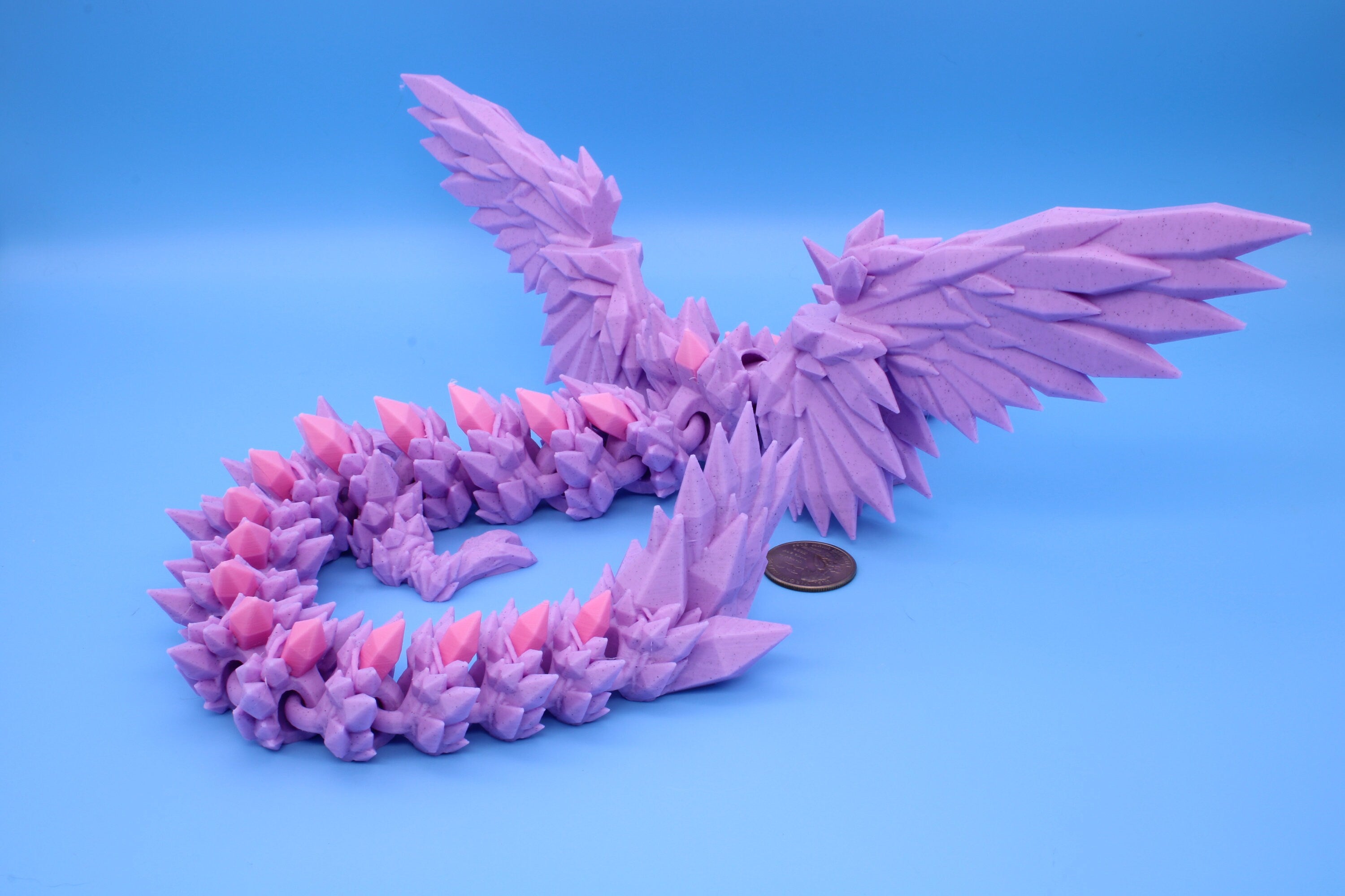 Crystal Wing Dragon, 3D printed 18 in.