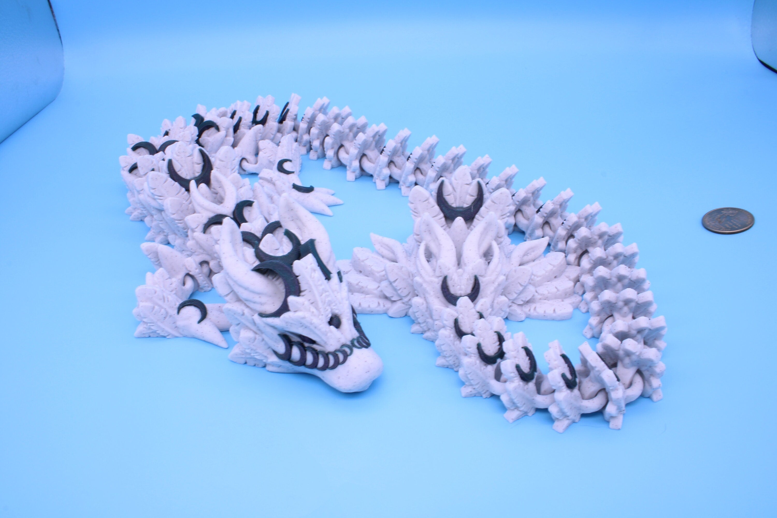 Lunar Dragon | Dual Color | 3D Printed Dragon | Flexi Toy | Fidget Toy | 31 inches!
