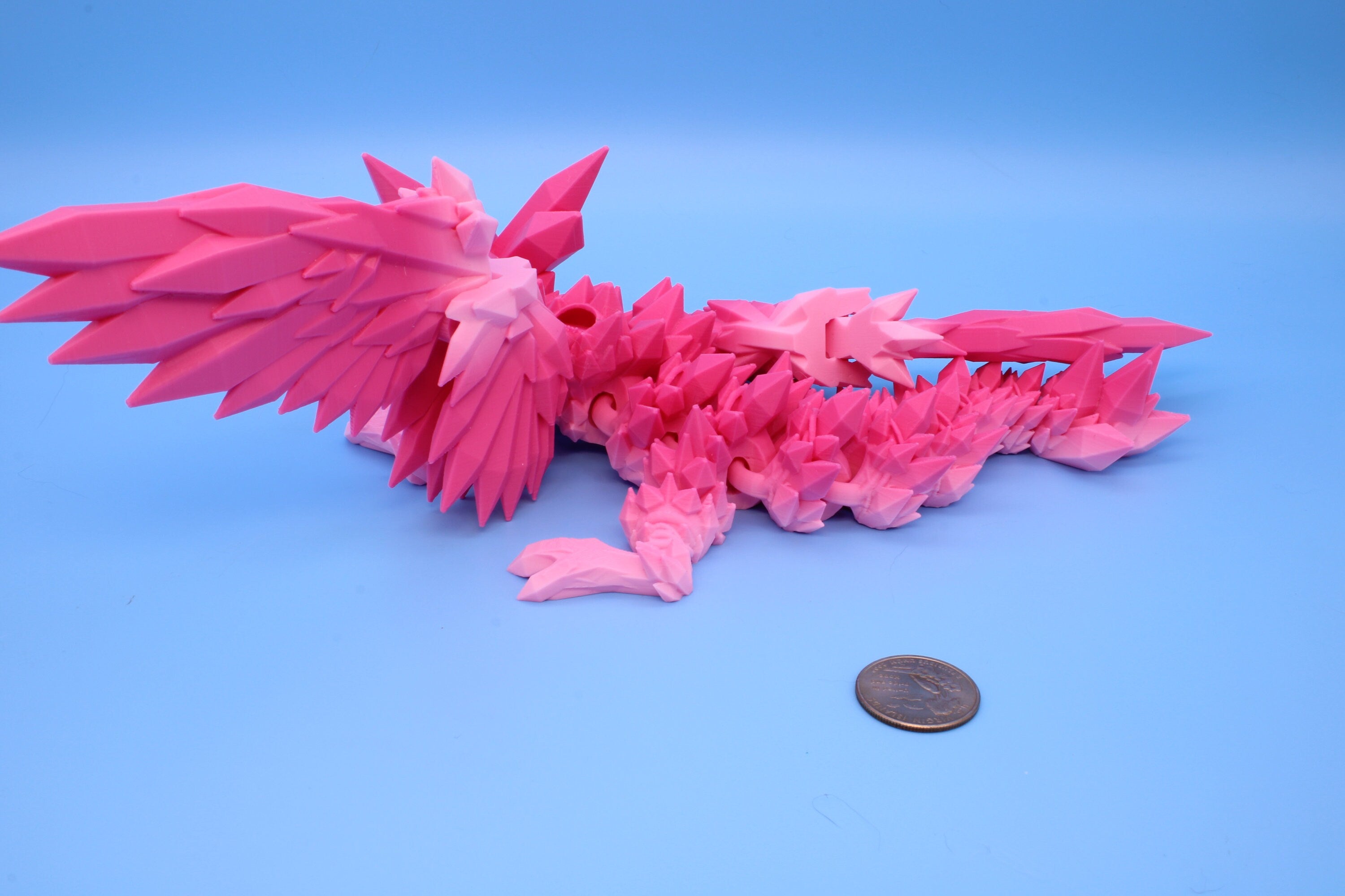 Baby Crystal Winged Dragon- | 3D Printed | Flexi | 11.5 in.
