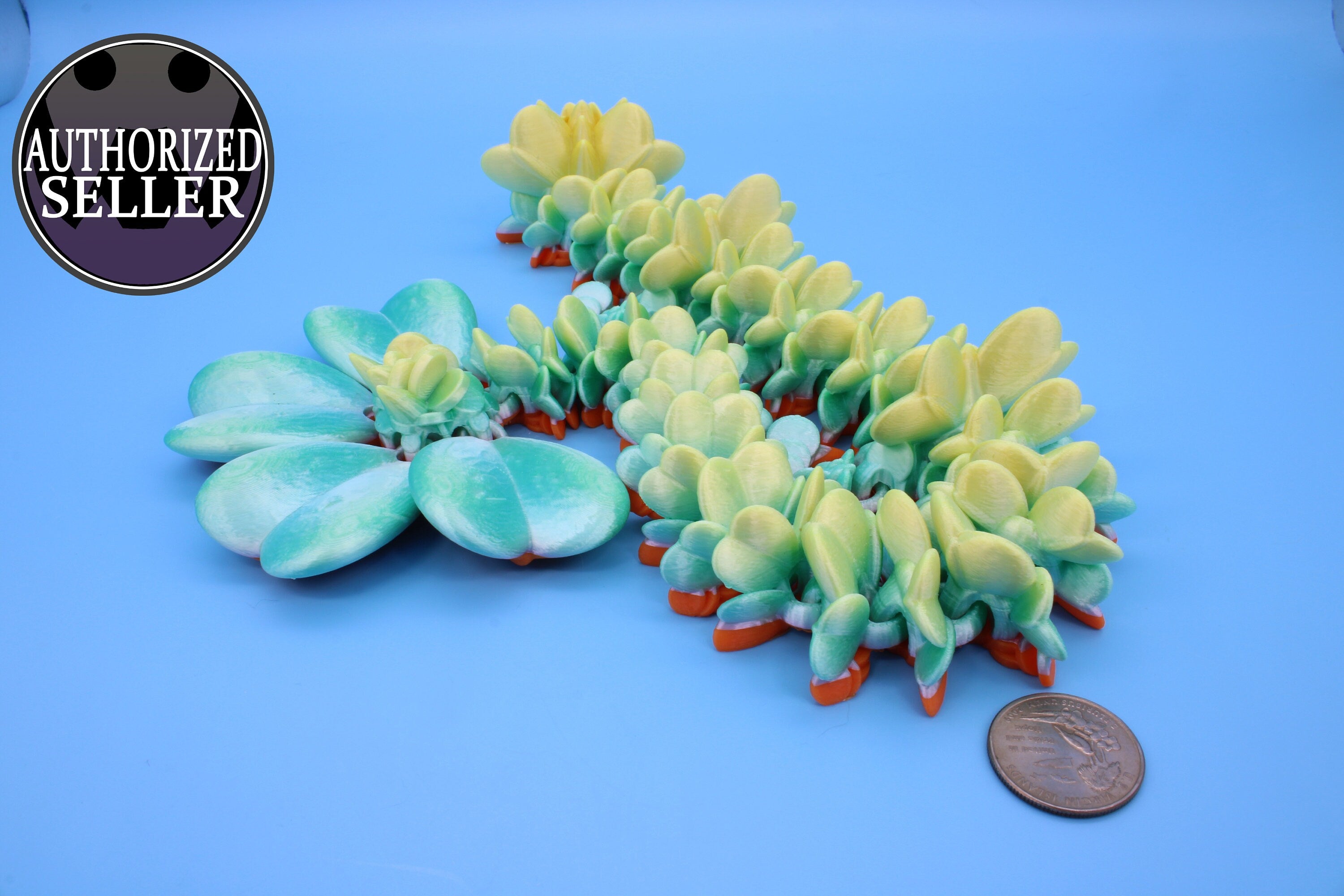 Clover Dragon | Rainbow | 3D printed Articulating Dragon Fidget Toy | Flexi | 19 in. Lucky Dragon | Four Leaf Clover Dragon.