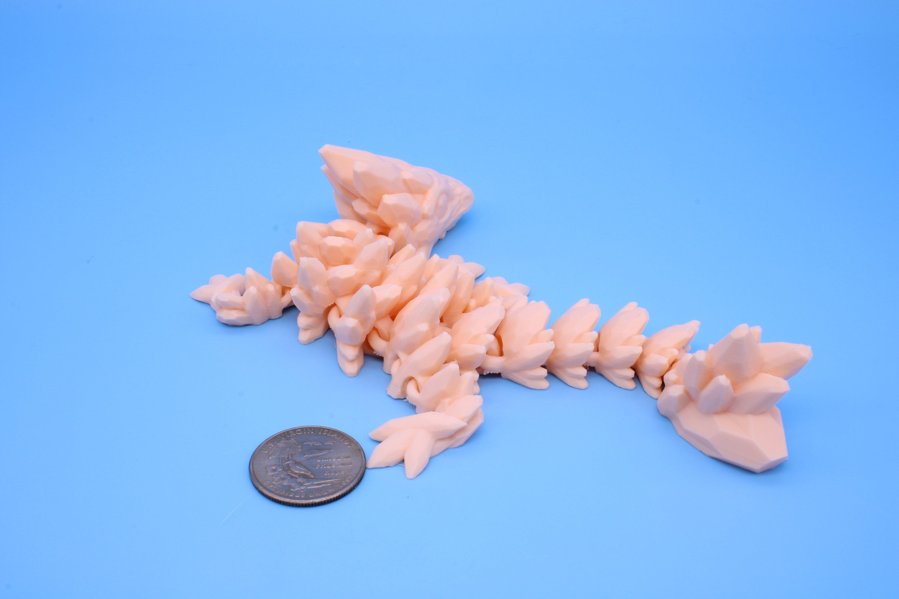 Baby Gem Dragon, 3D Printed, Articulating Dragon 8 in. TPU (Made)
