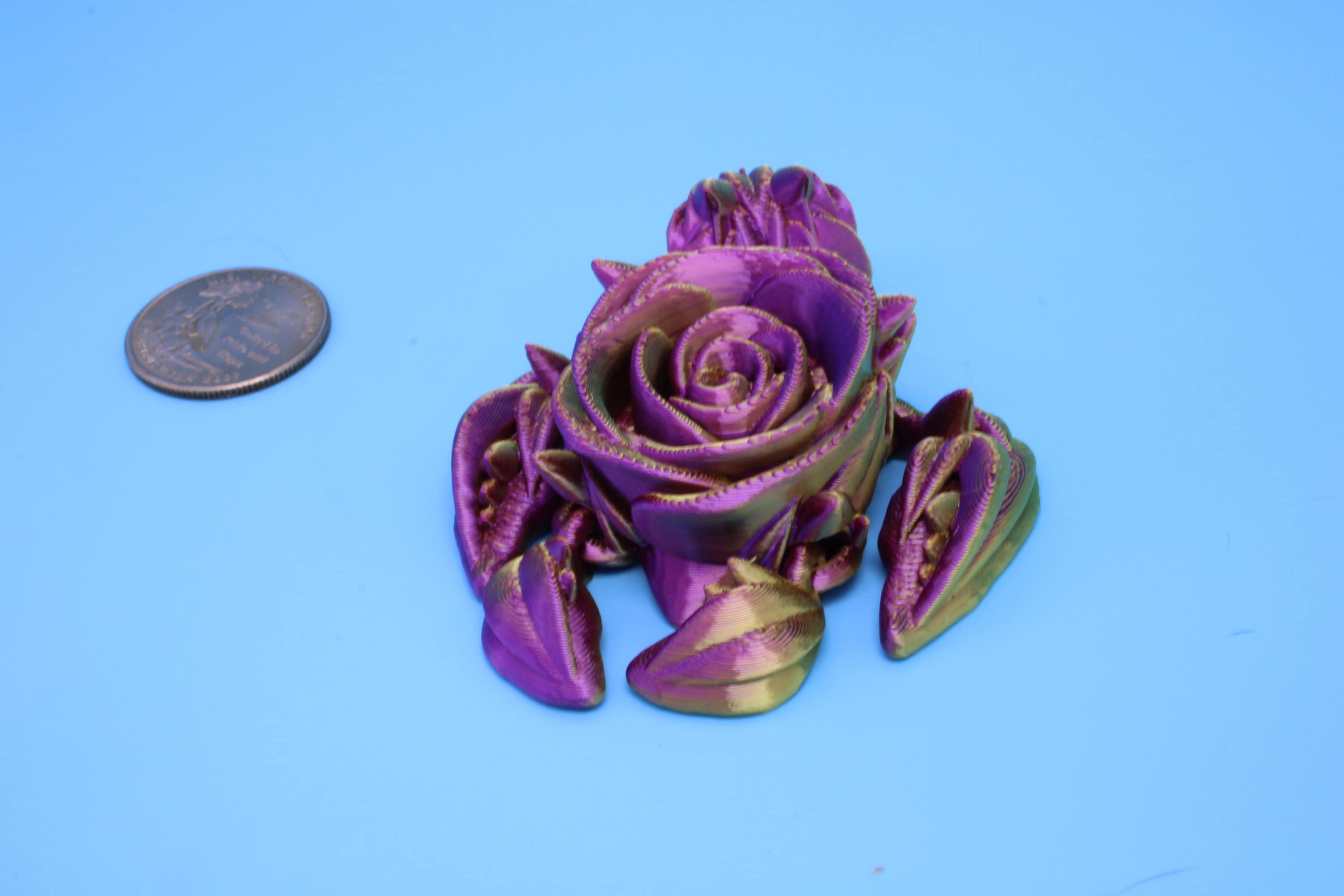 Rose Turtle | Flexi | Fidget | Roseurtle | 3D Printed | 3 in. | Adorable Rose Turtle Buddy.