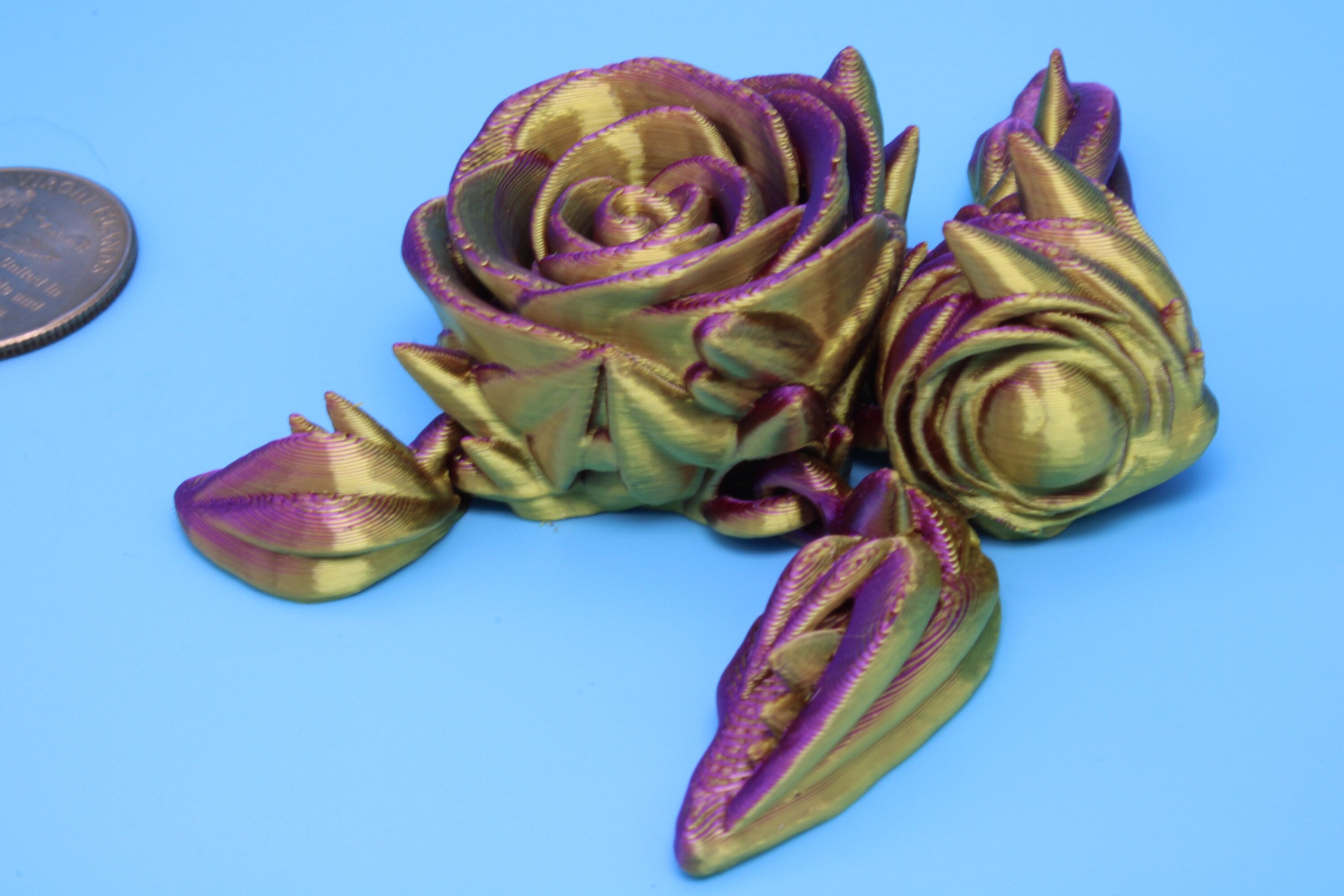 Rose Turtle | Flexi | Fidget | Roseurtle | 3D Printed | 3 in. | Adorable Rose Turtle Buddy.