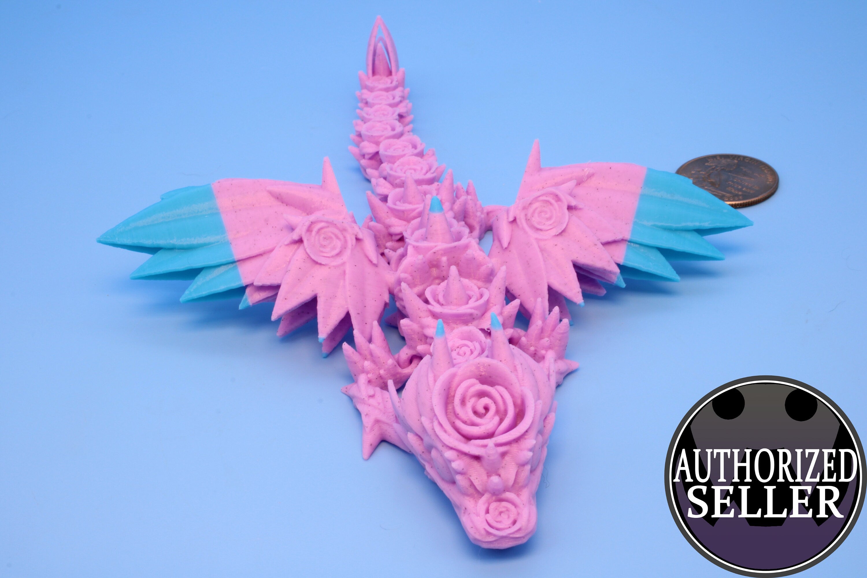 Miniature Baby Rose Wing Dragon, 3D Printed 7 in.