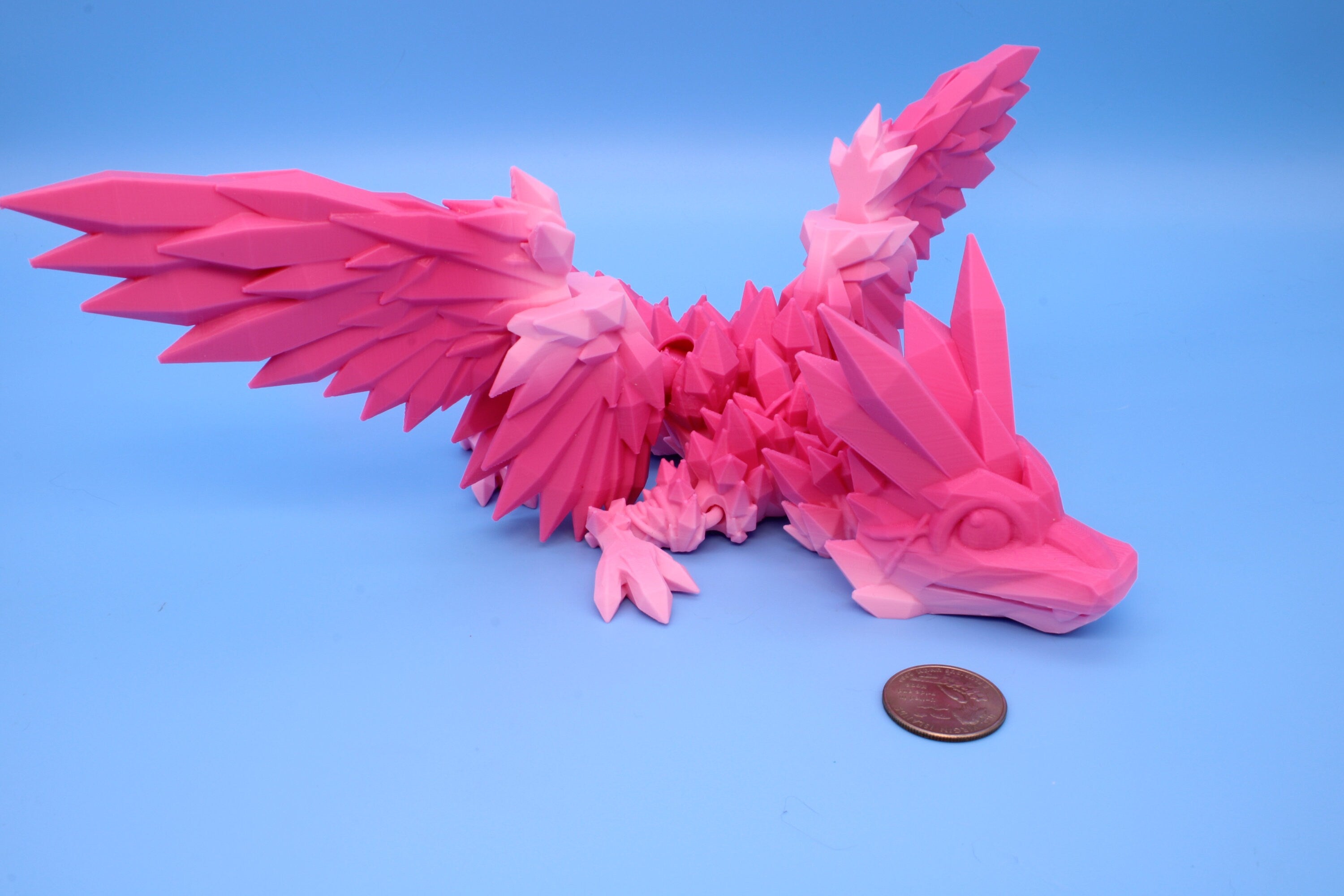 Baby Crystal Winged Dragon- | 3D Printed | Flexi | 11.5 in.