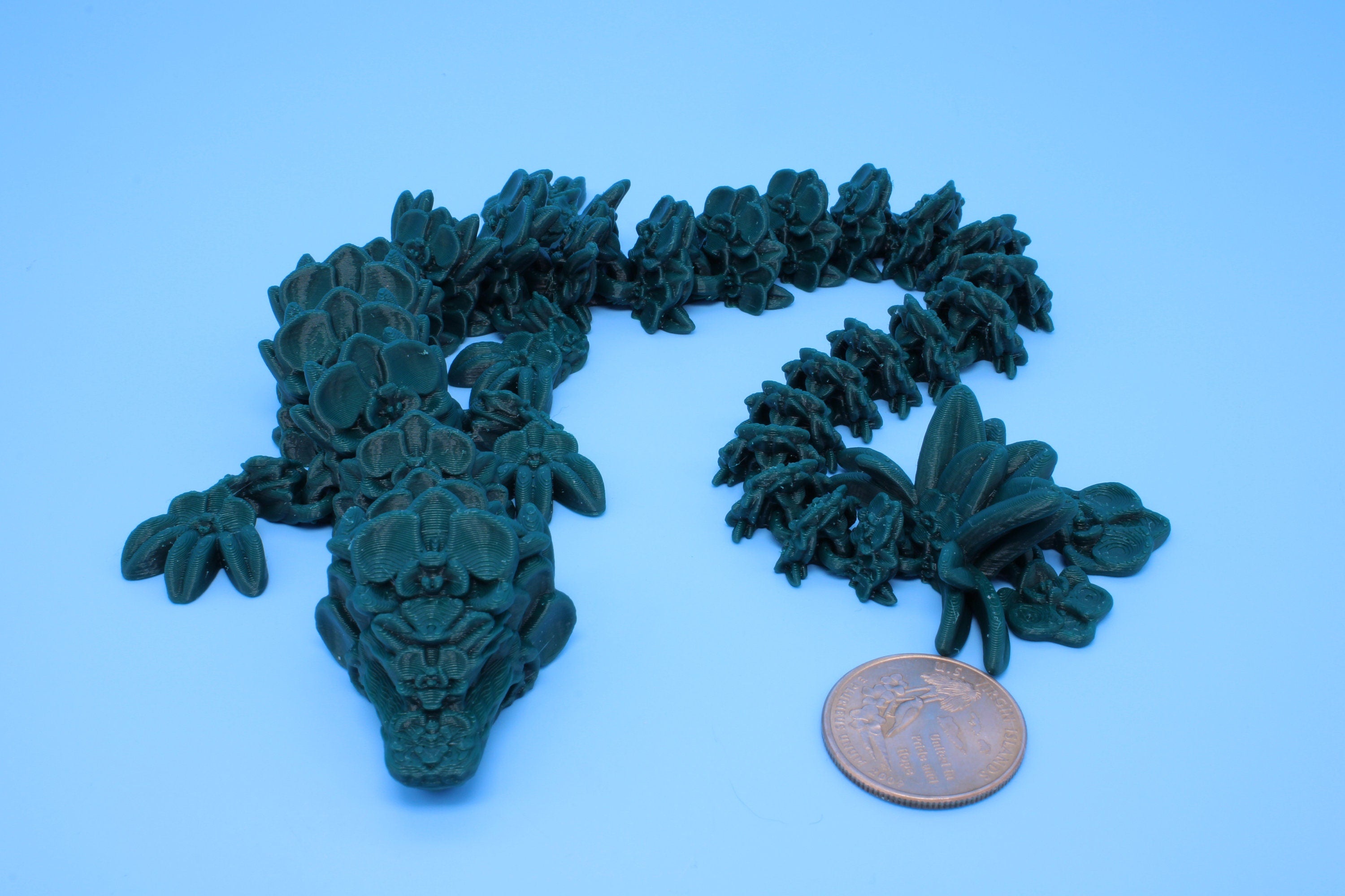 Orchid Dragon | 3D Printed | Flexi Toy | Adult Fidget Toy | 14.5 inch.