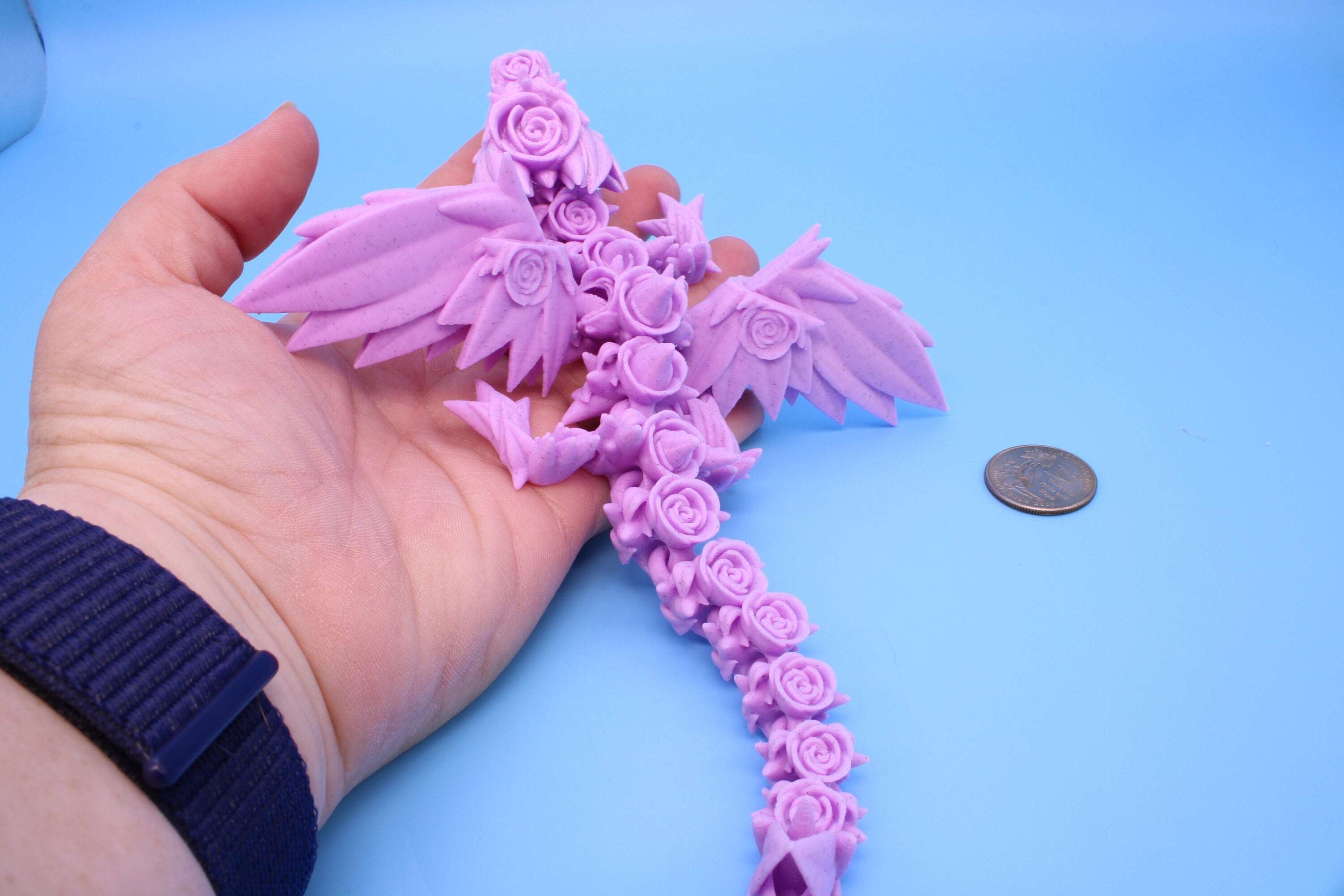 Miniature Baby Rose Wing Dragon, 3D Printed