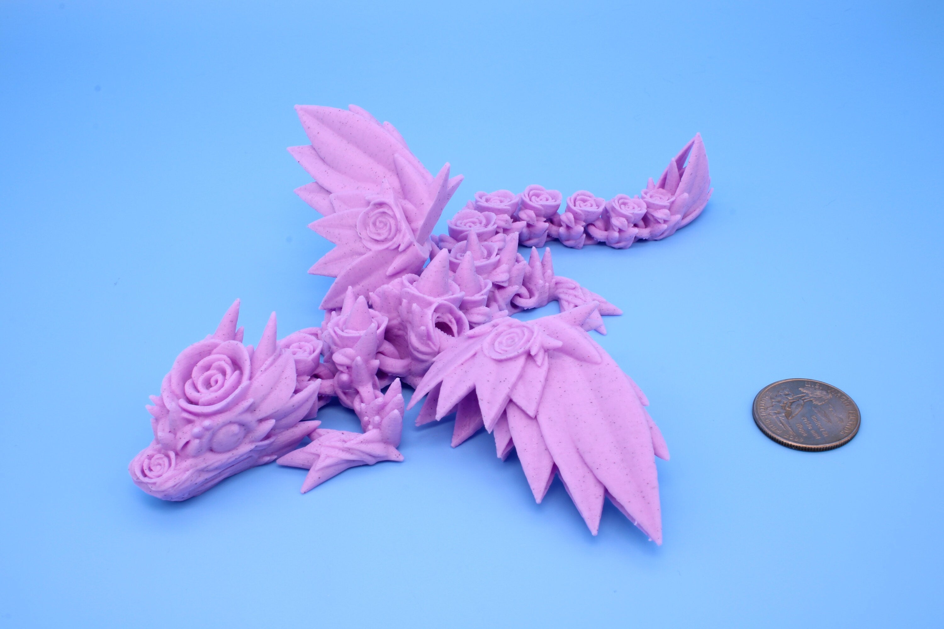 Miniature Baby Rose Wing Dragon, 3D Printed