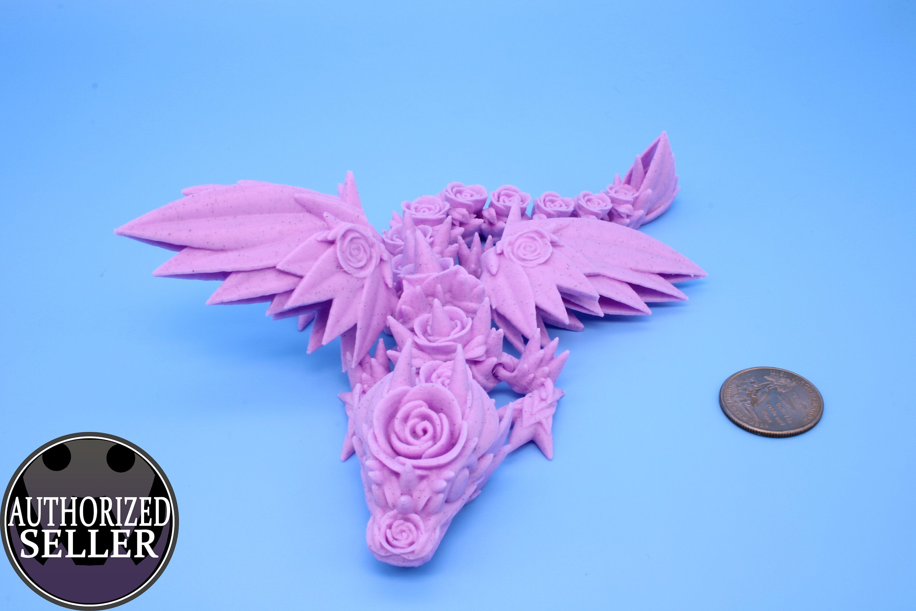 Miniature Baby Rose Wing Dragon, 3D Printed