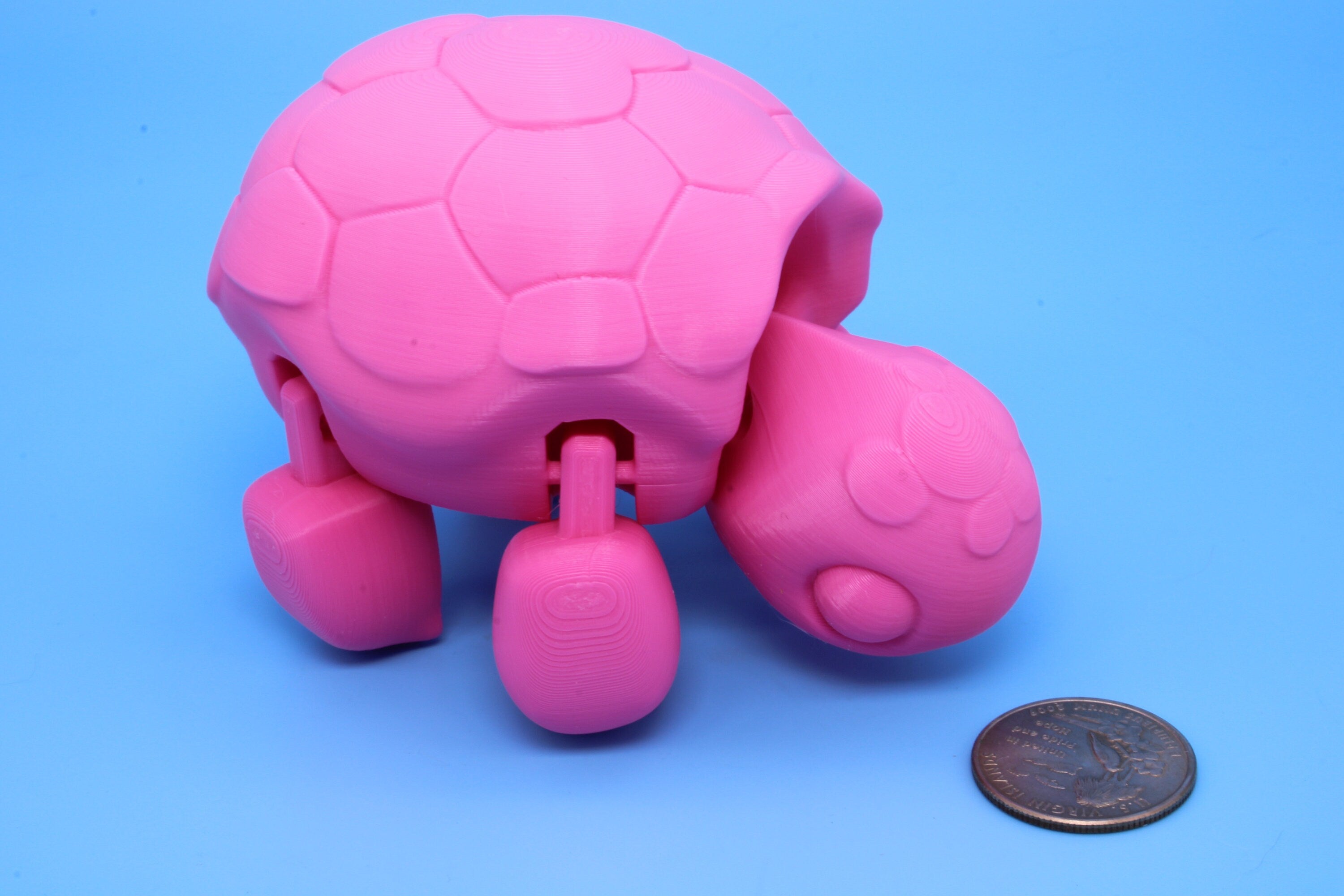 Articulating Turtle | 3D Printed Pink Cute Turtle with heart on shell.