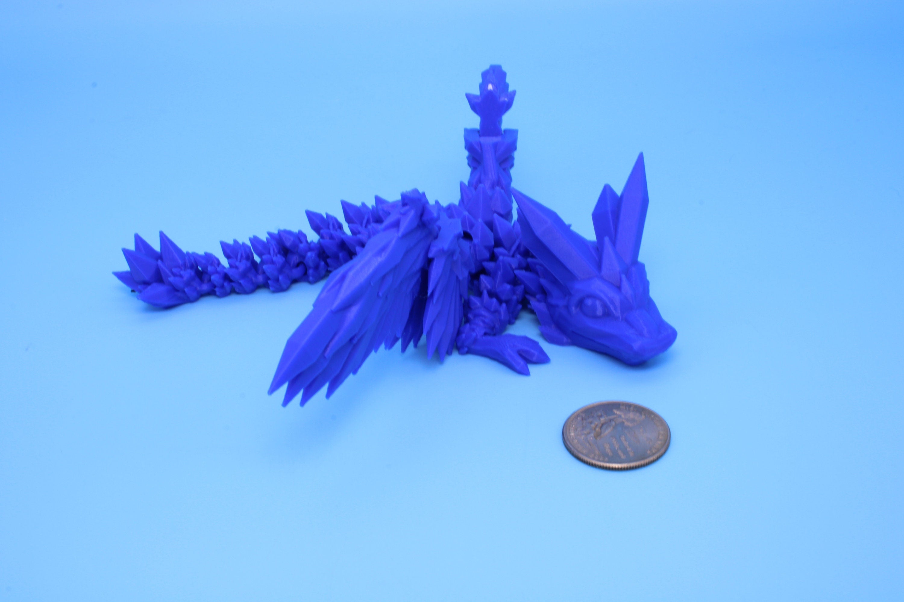 Baby Crystal Wing Dragon- Blue | Miniature | 3D printed | 7 in.