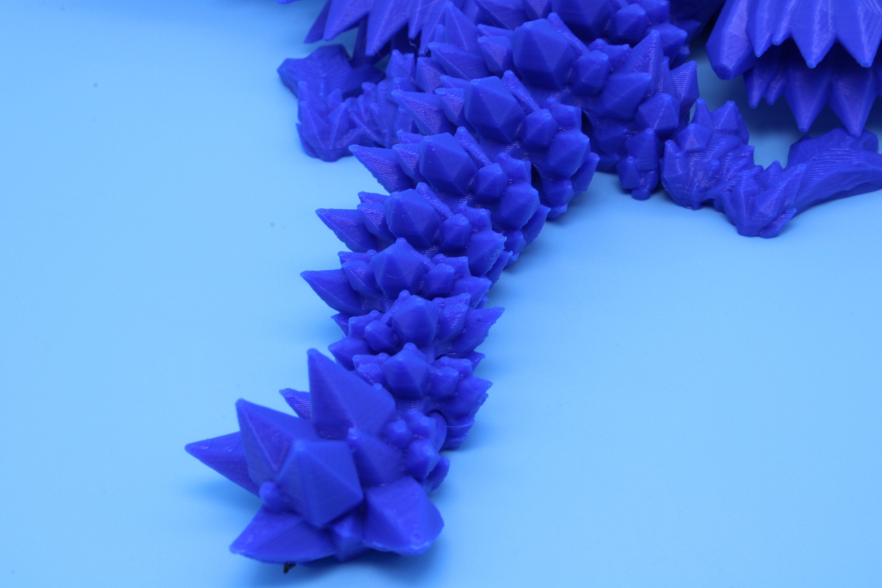 Baby Crystal Wing Dragon- Blue | Miniature | 3D printed | 7 in.