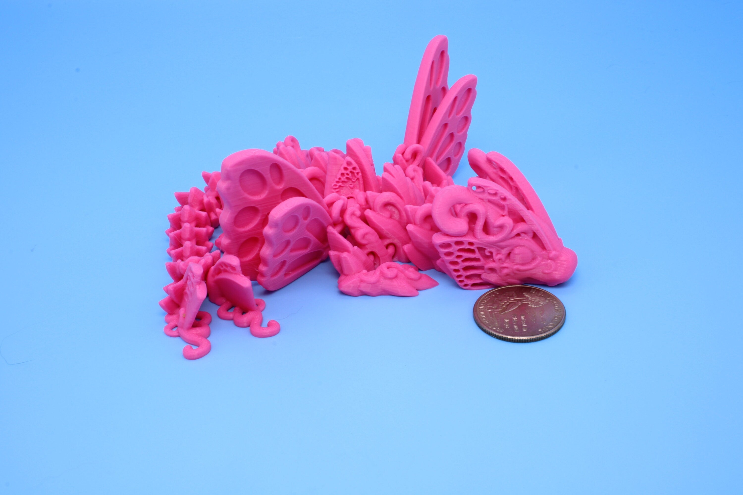Butterfly Wing Dragon | 3D Printed, Miniature Articulating Dragon 8 in.