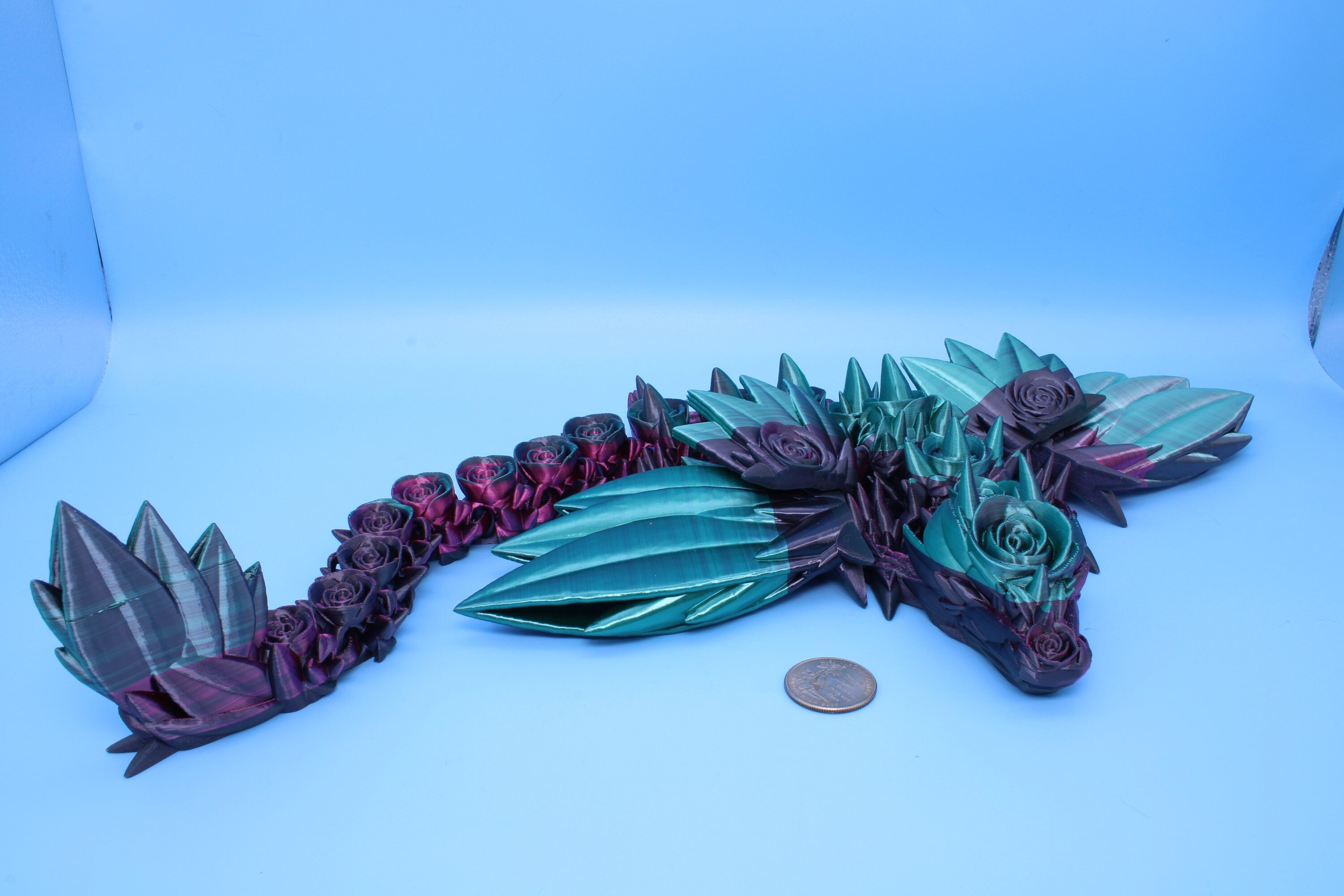 Rose Wing Dragon | Articulating Dragon | 3D Printed Fidget | 19 in.