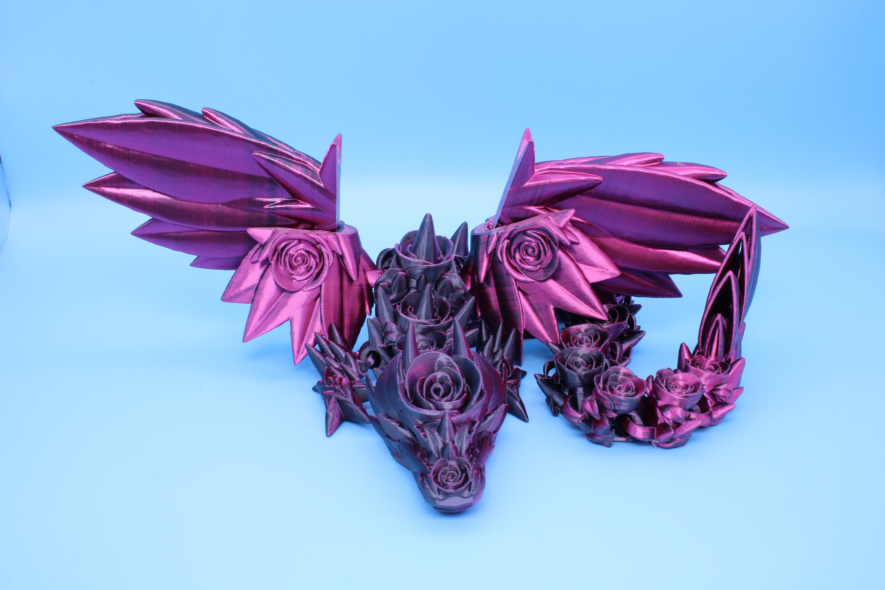 Rose Wing Dragon | Articulating Dragon | 3D Printed Fidget | 19 in. | Made To Order