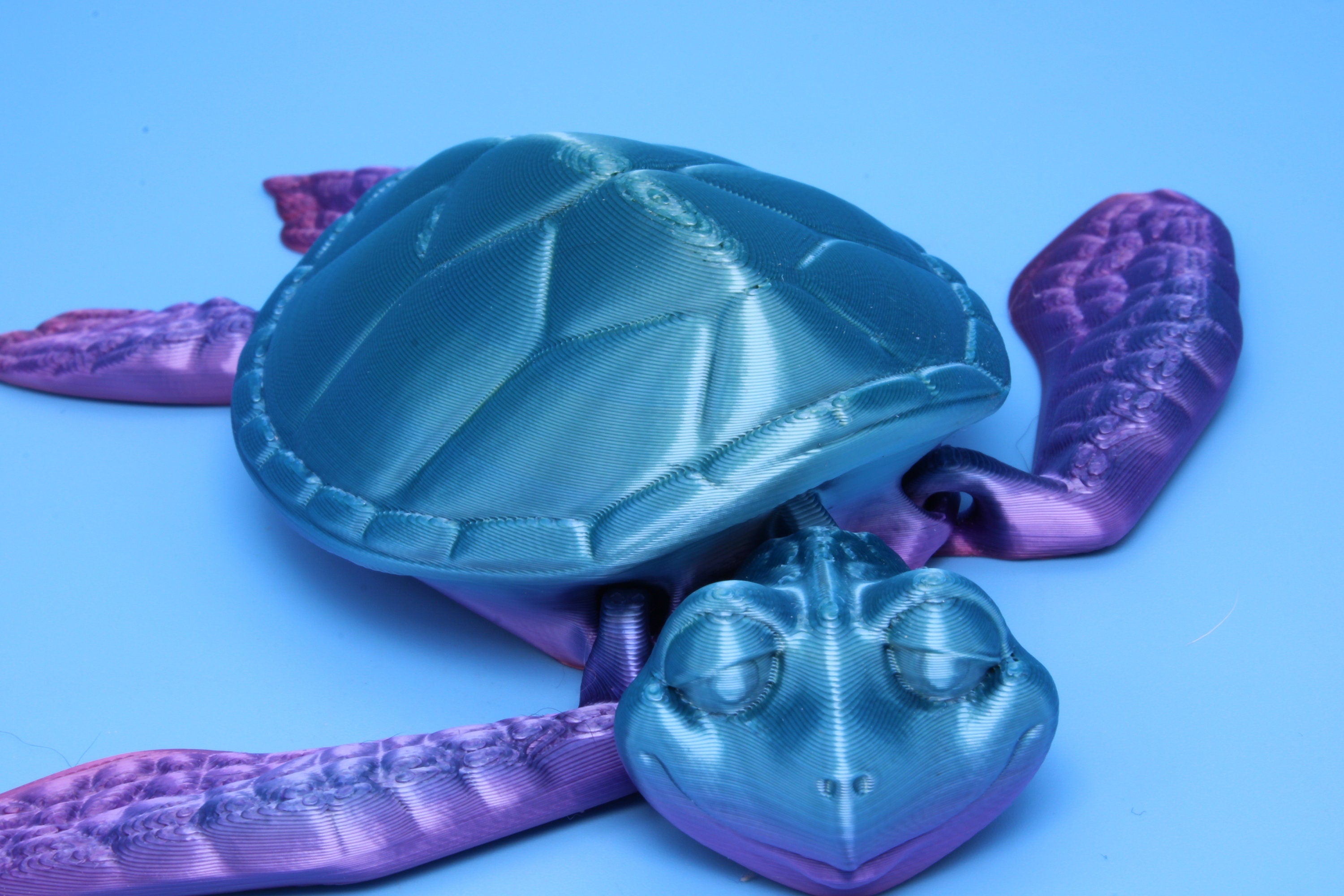 Turtle- Blue & Purple | Cute Flexi Toy | Articulating Turtle | 3D printed 4.75 in.