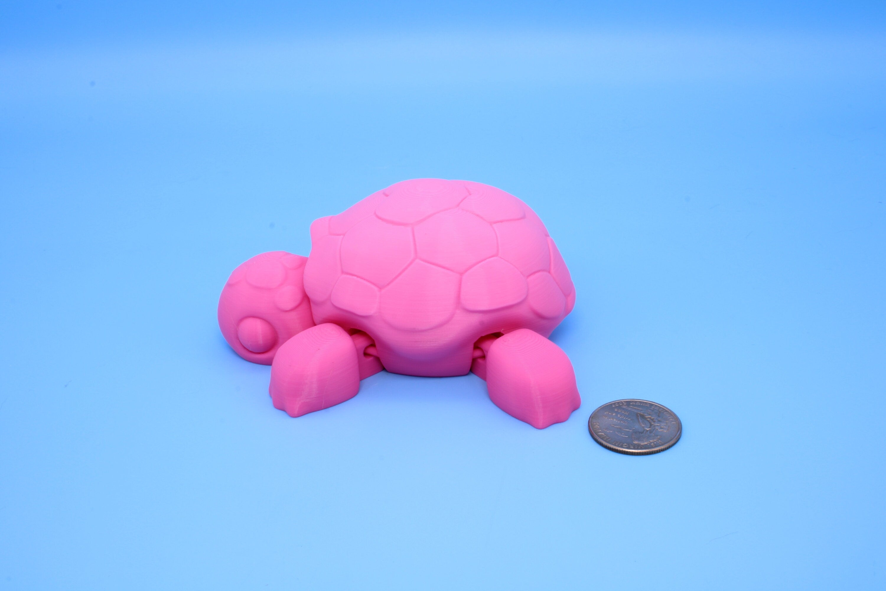 Articulating Turtle | 3D Printed Pink Cute Turtle with heart on shell.