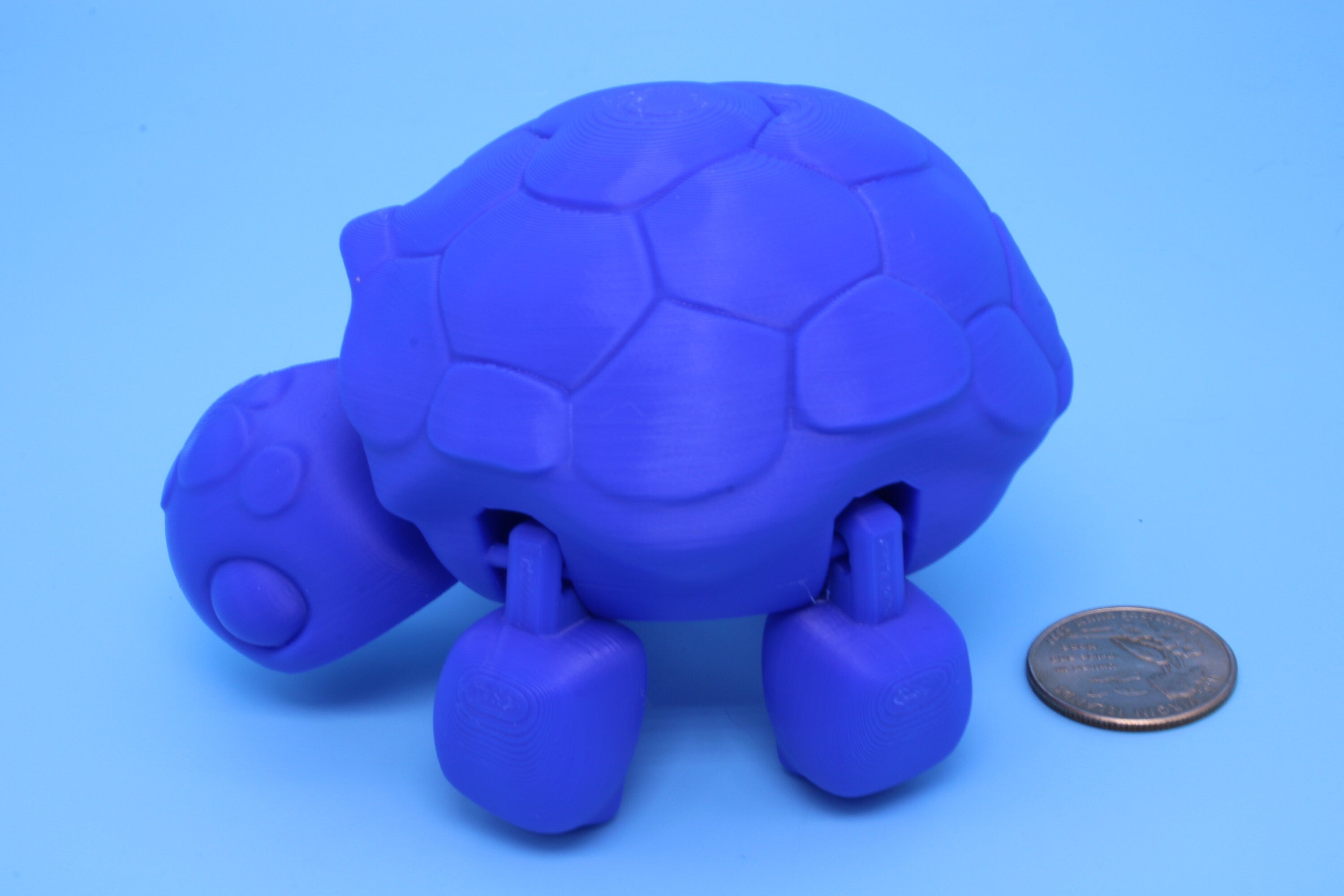 Articulating Turtle | 3D Printed Blue Cute Turtle with heart on shell.