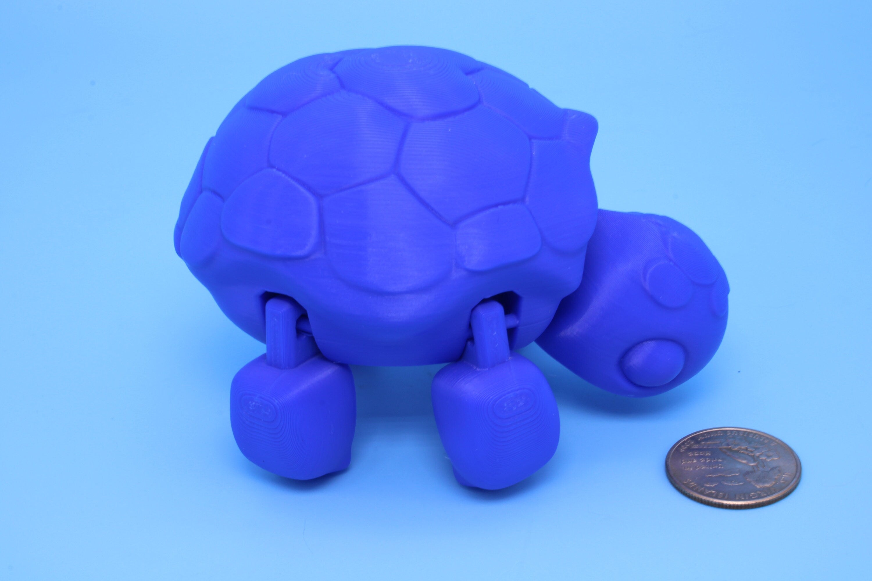 Articulating Turtle | 3D Printed Blue Cute Turtle with heart on shell.