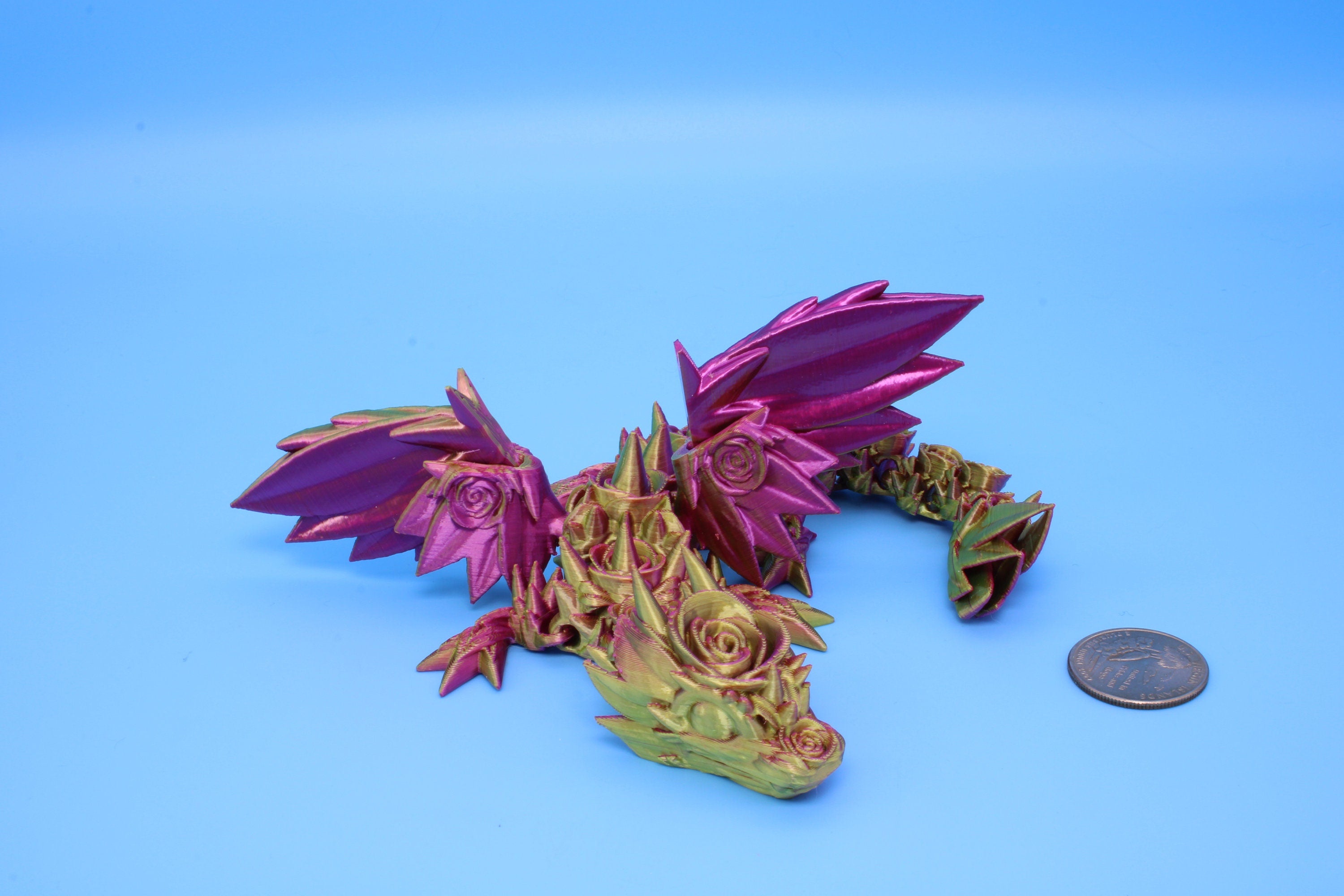 Baby Rose Wing Dragon | 3D Printed | Fidget | Flexi Toy 8.5 in. | Stress Relief Gift