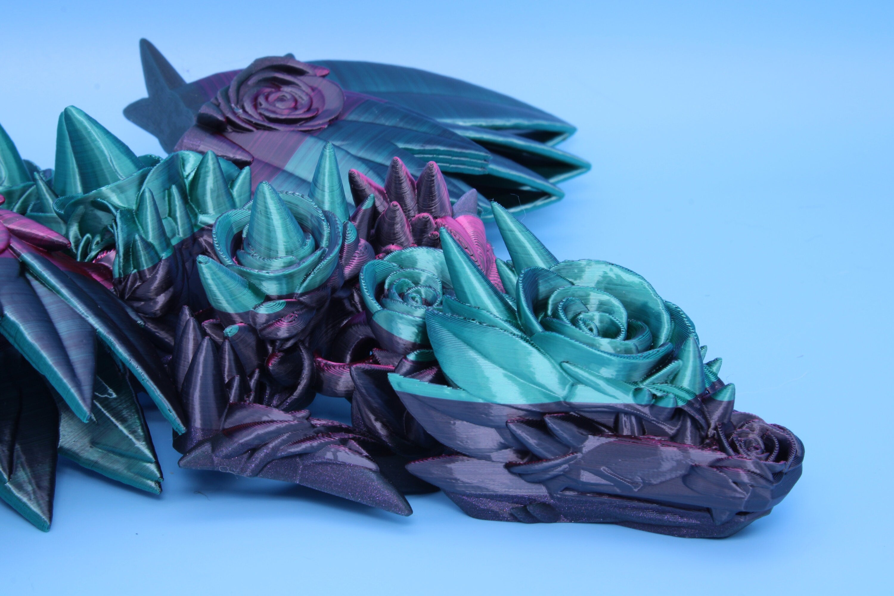 Rose Wing Dragon | Articulating Dragon | 3D Printed Fidget | 19 in.